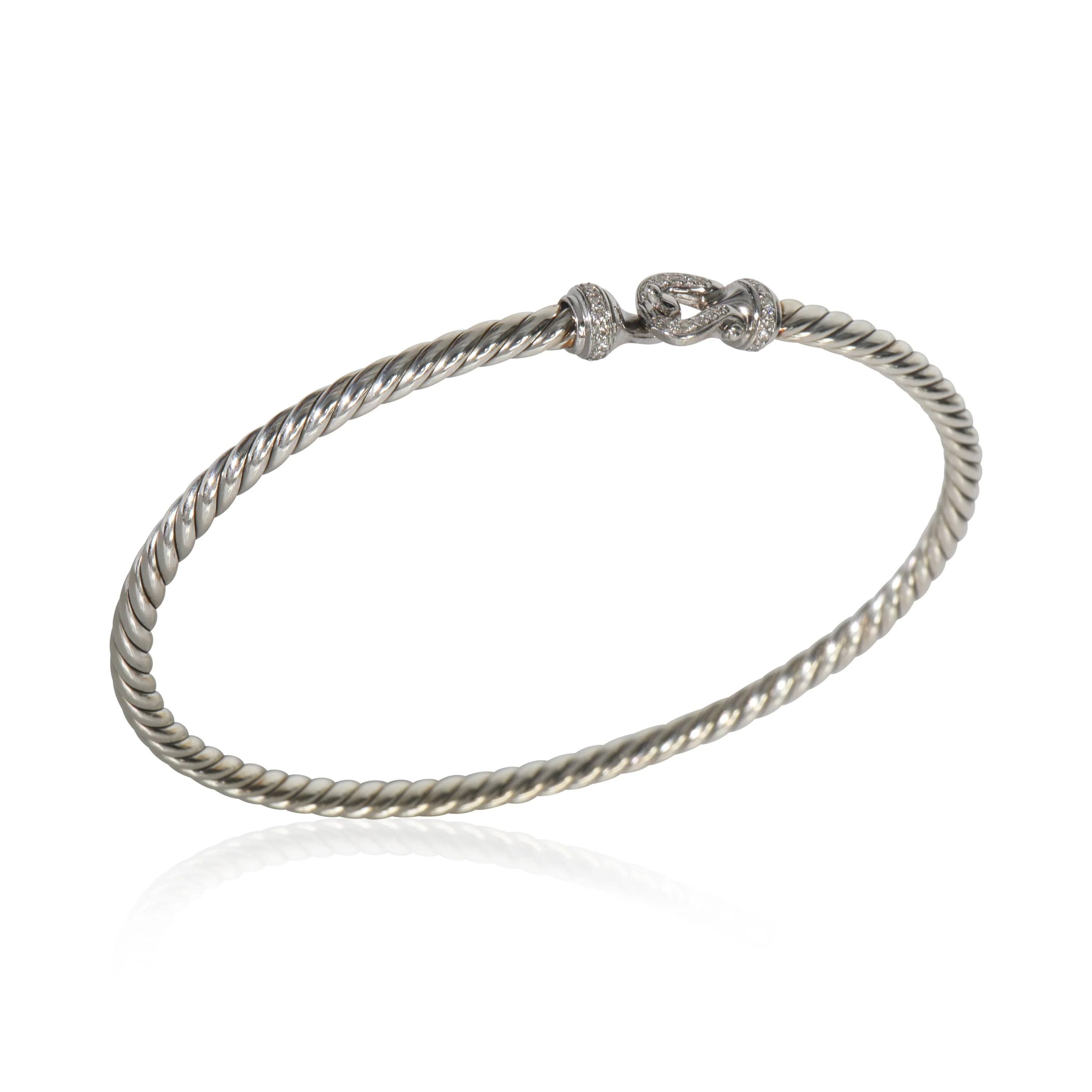 Sterling Silver Diamond Cable Flex Buckle Bracelet - Image 4