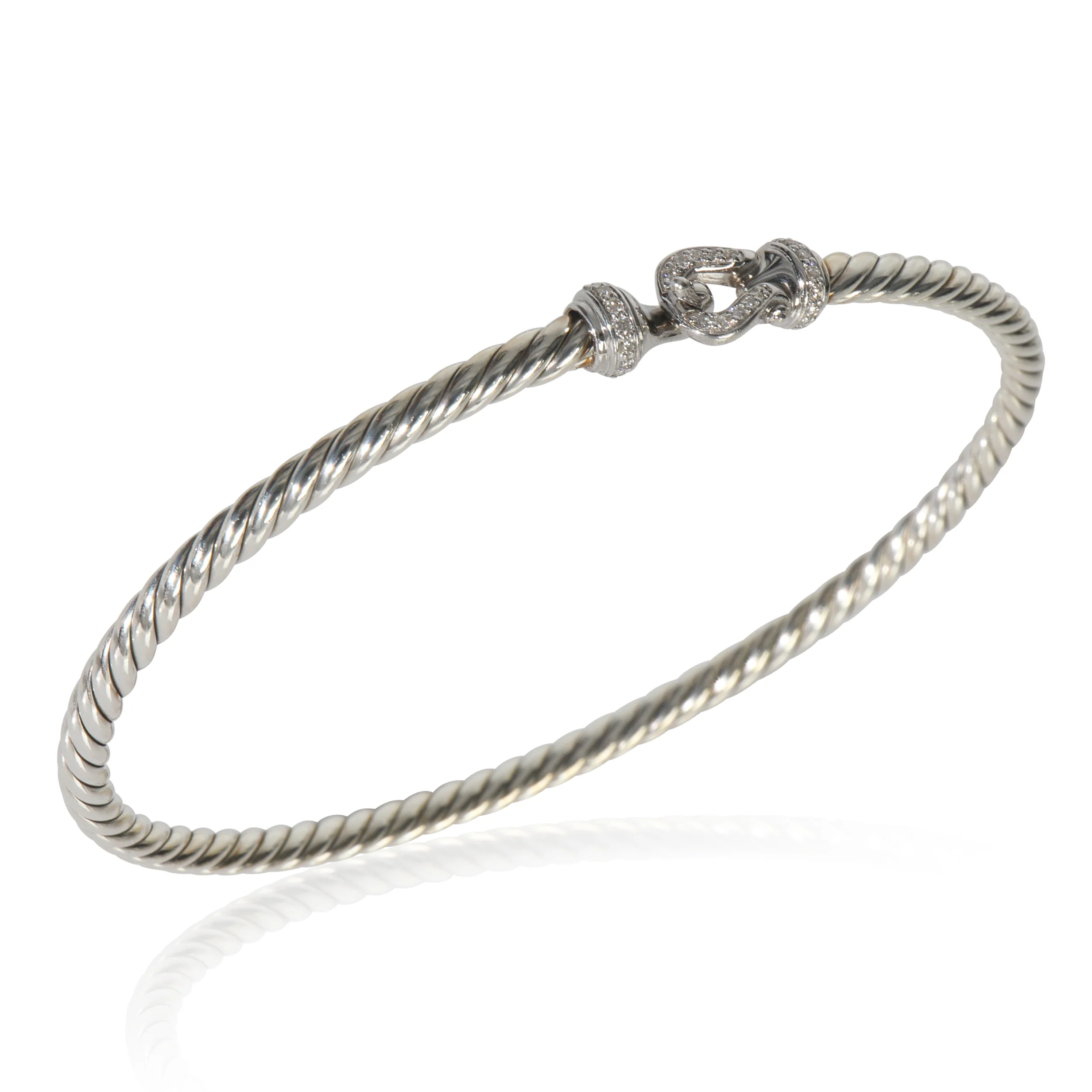 Sterling Silver Diamond Cable Flex Buckle Bracelet - Image 5