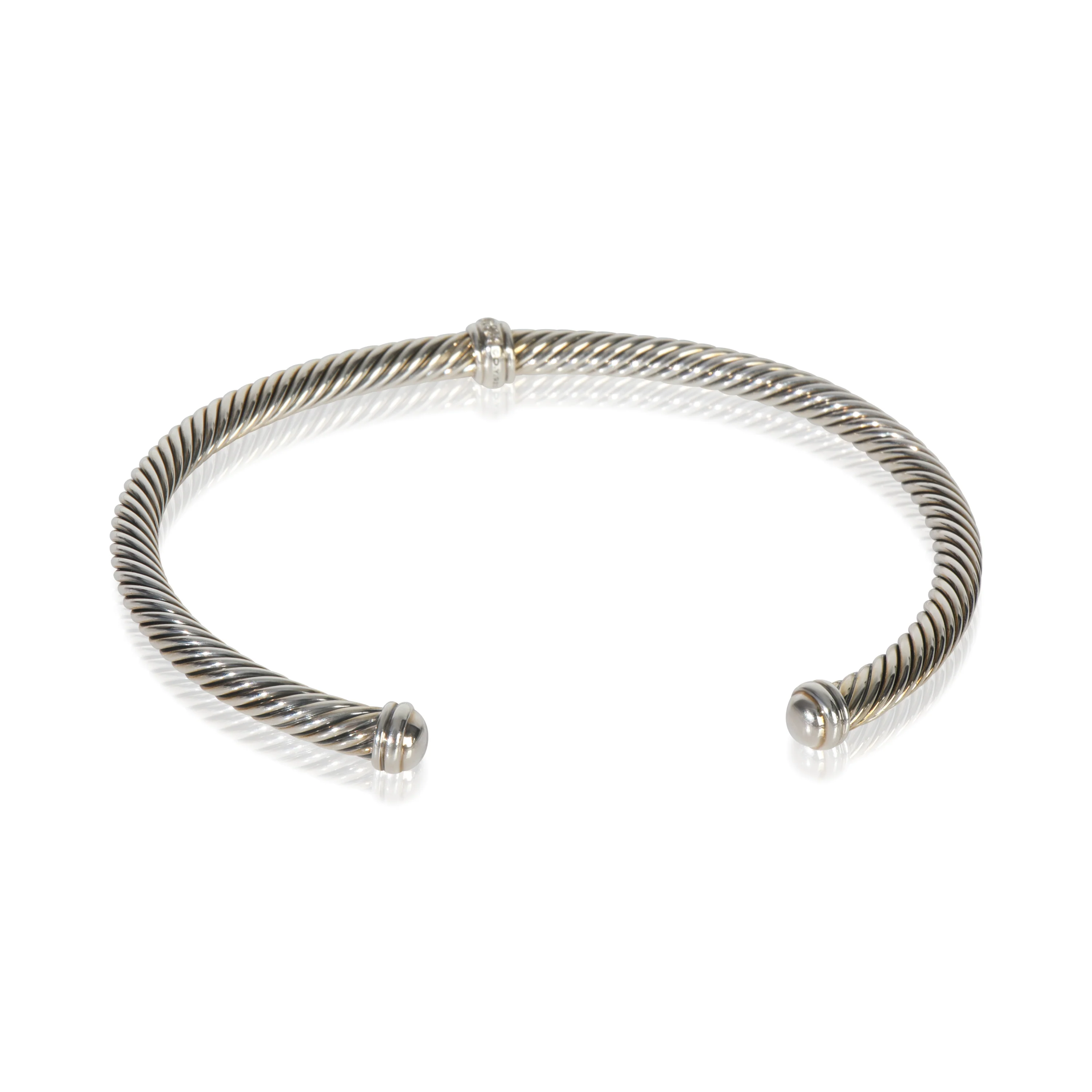 Sterling Silver Diamond Center Station Cable Bracelet - Image 2