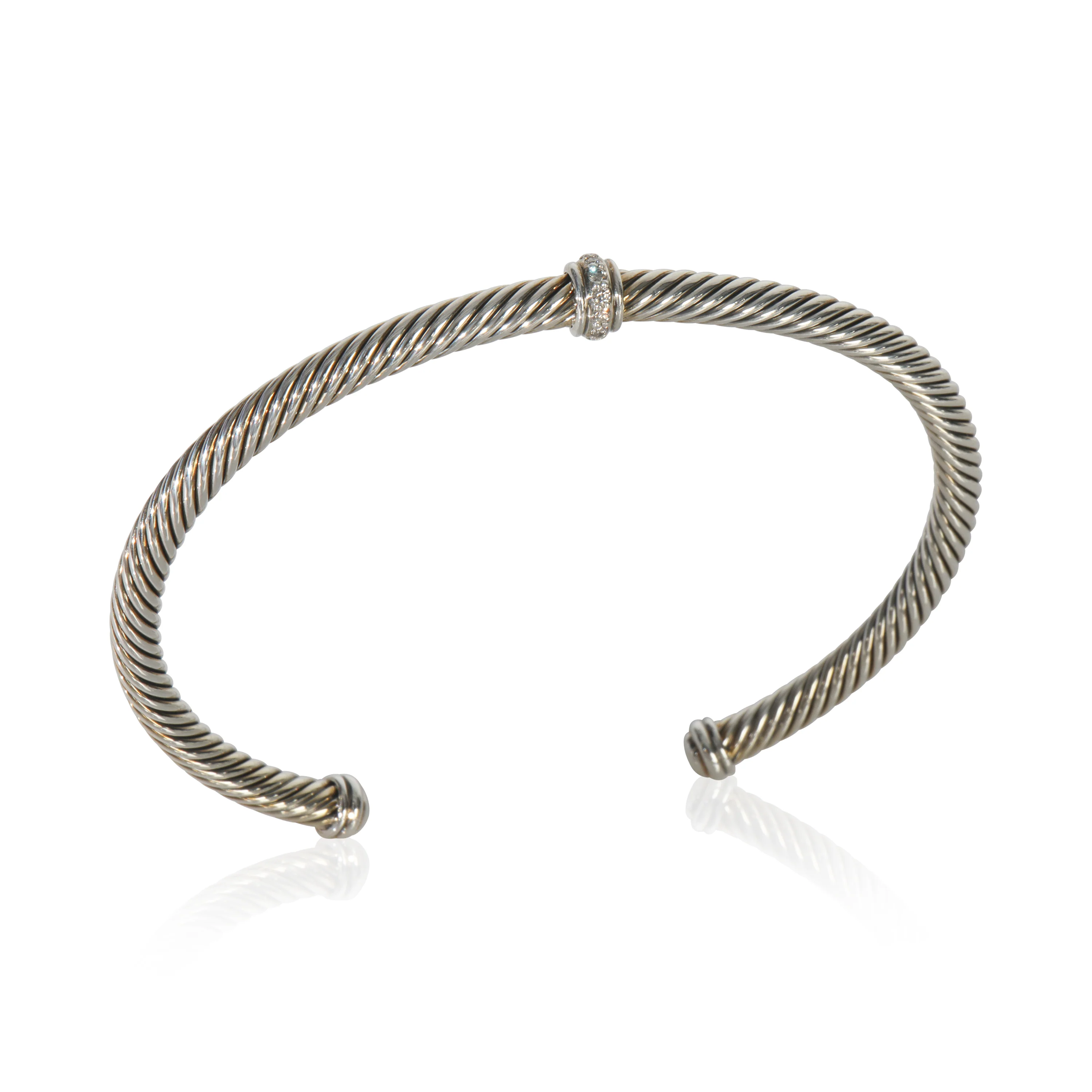Sterling Silver Diamond Center Station Cable Bracelet - Image 3