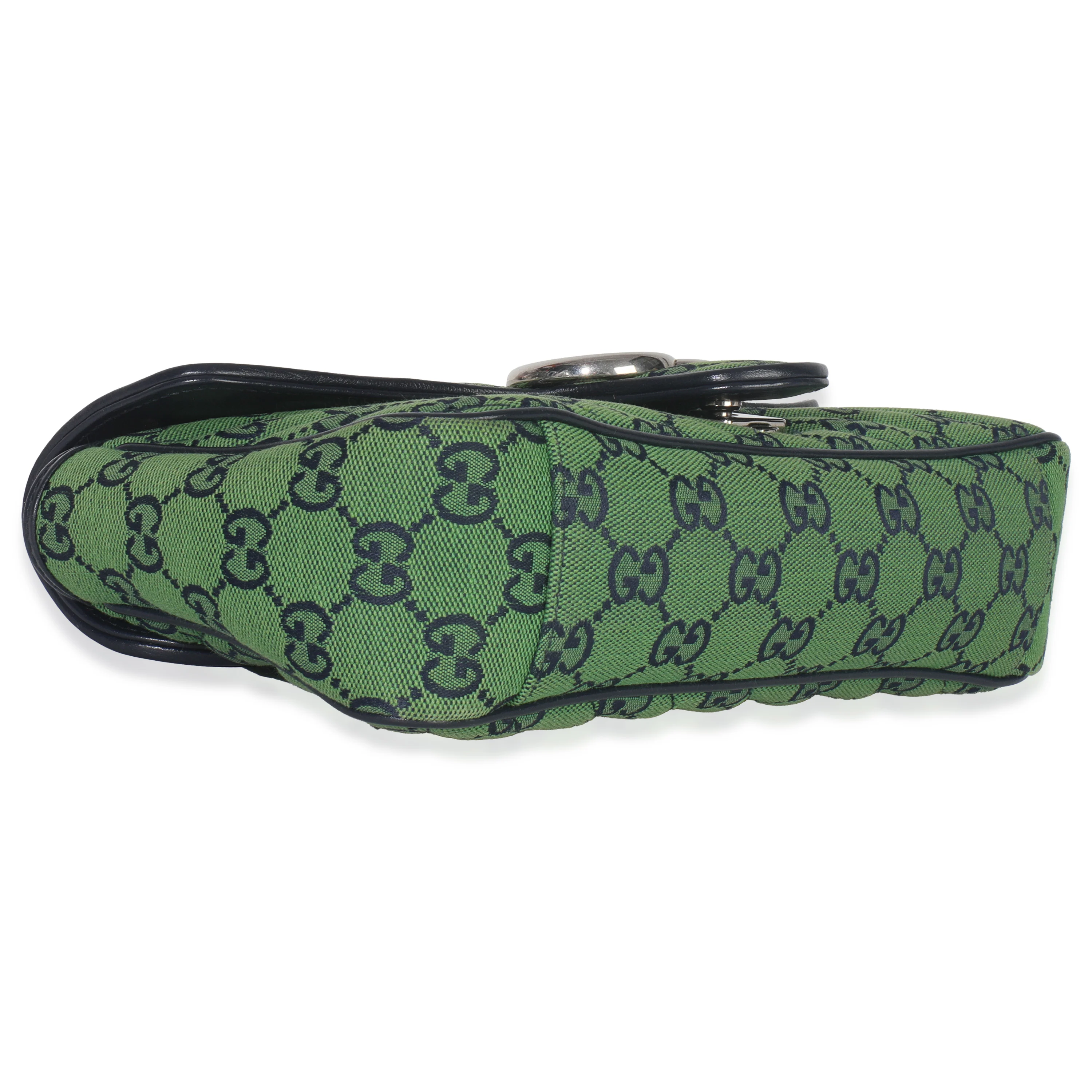 Green Navy GG Canvas Diagonal Small GG Marmont Bag - Image 6
