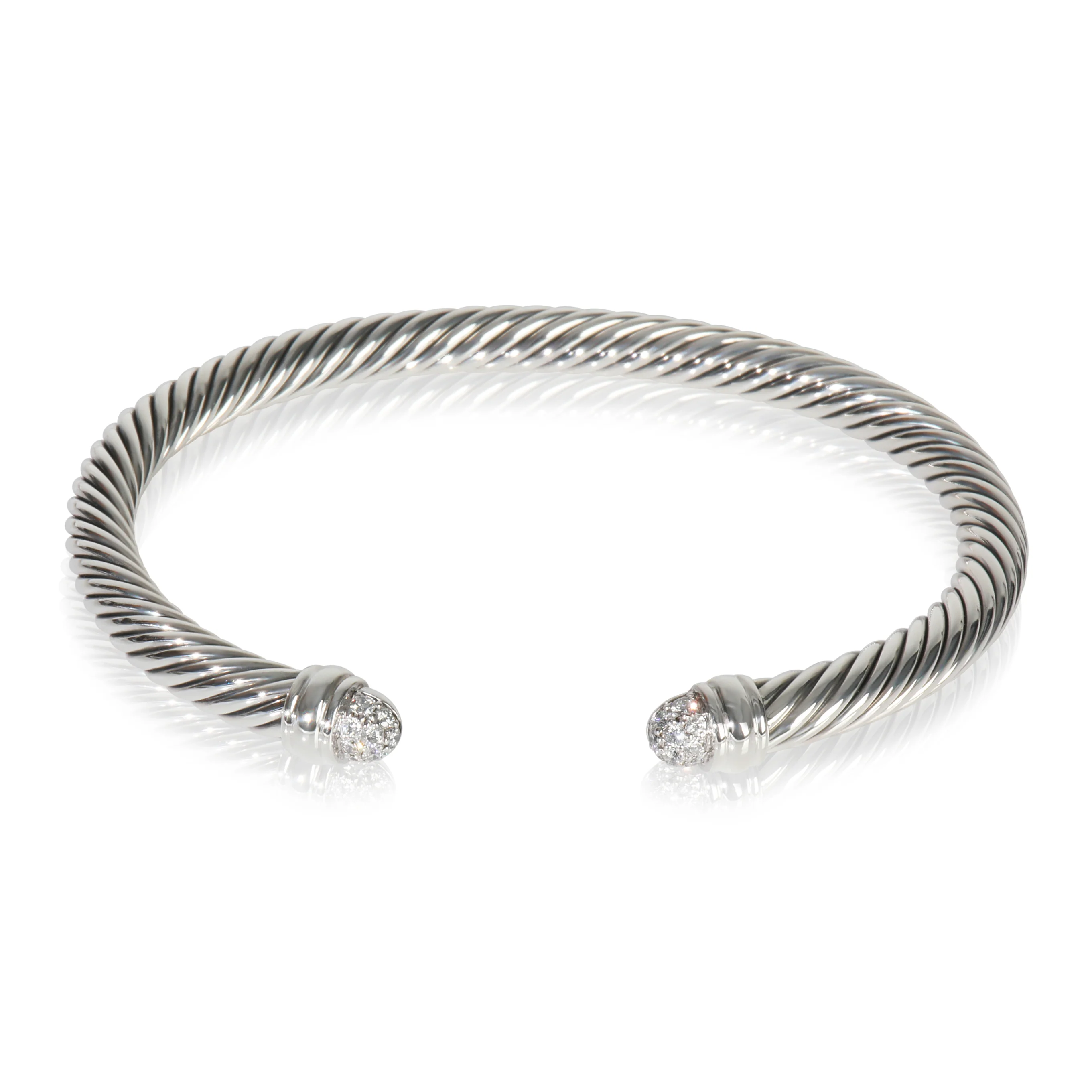Sterling Silver Diamond Cable Classic Bracelet