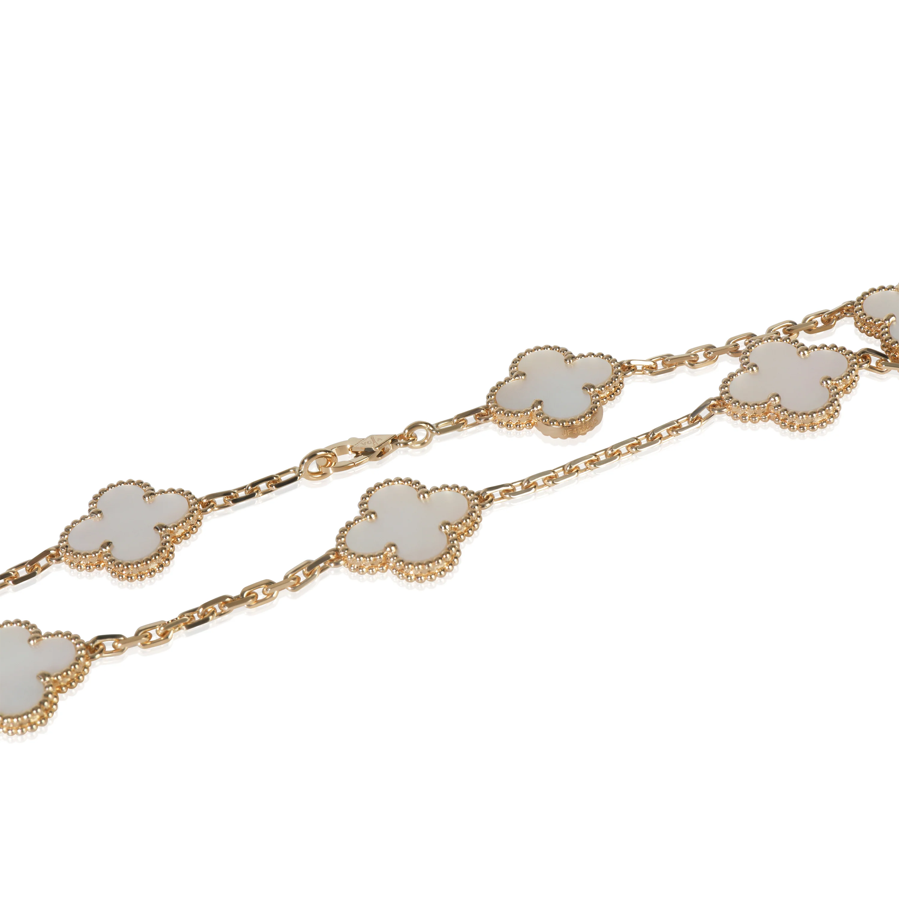 Yellow Gold Mother Of Pearl Vintage Alhambra Necklace - Image 2