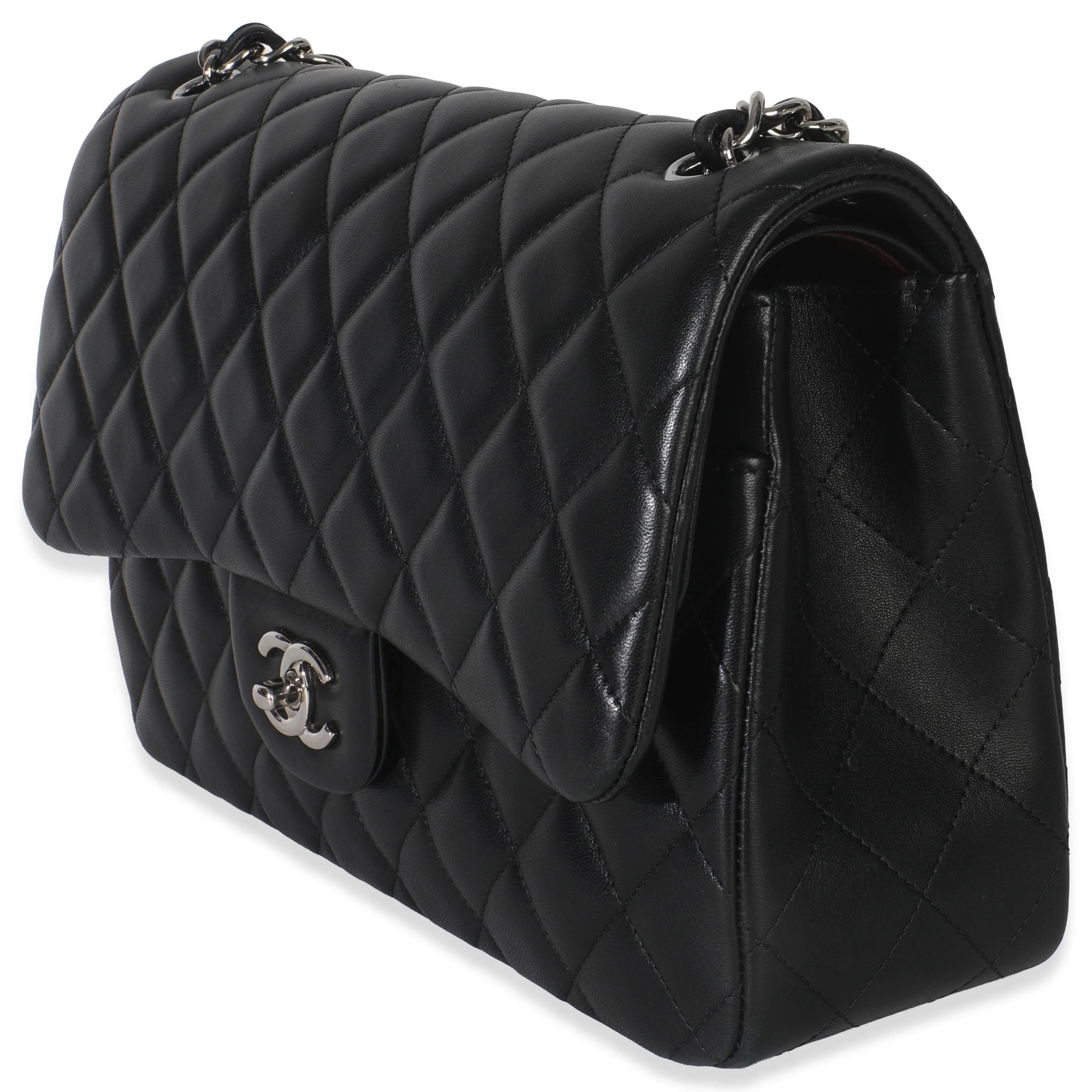 Black Quilted Lambskin Jumbo Double Flap Bag - Image 2