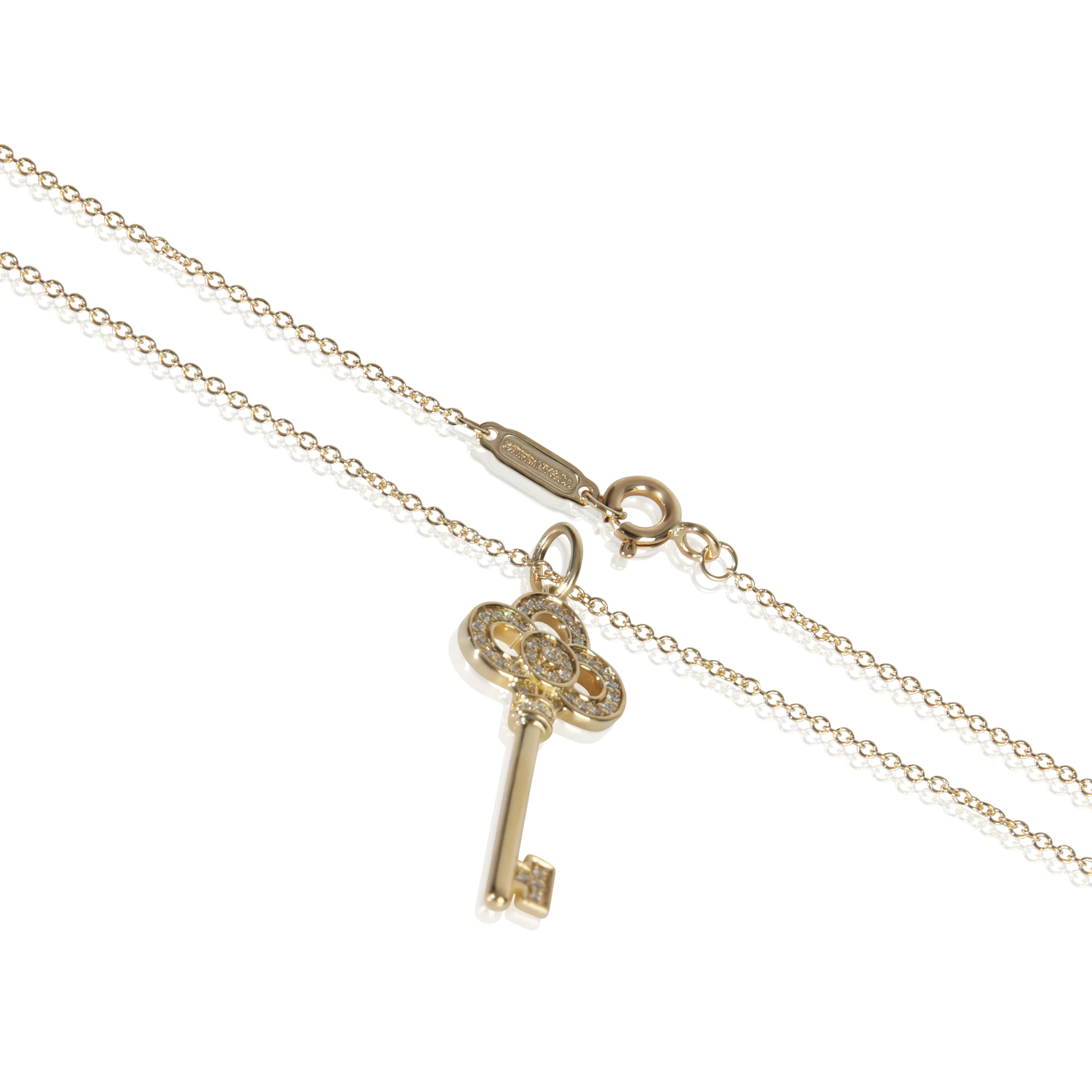 Yellow Gold Diamond Mini Crown Key Pendant - Image 2