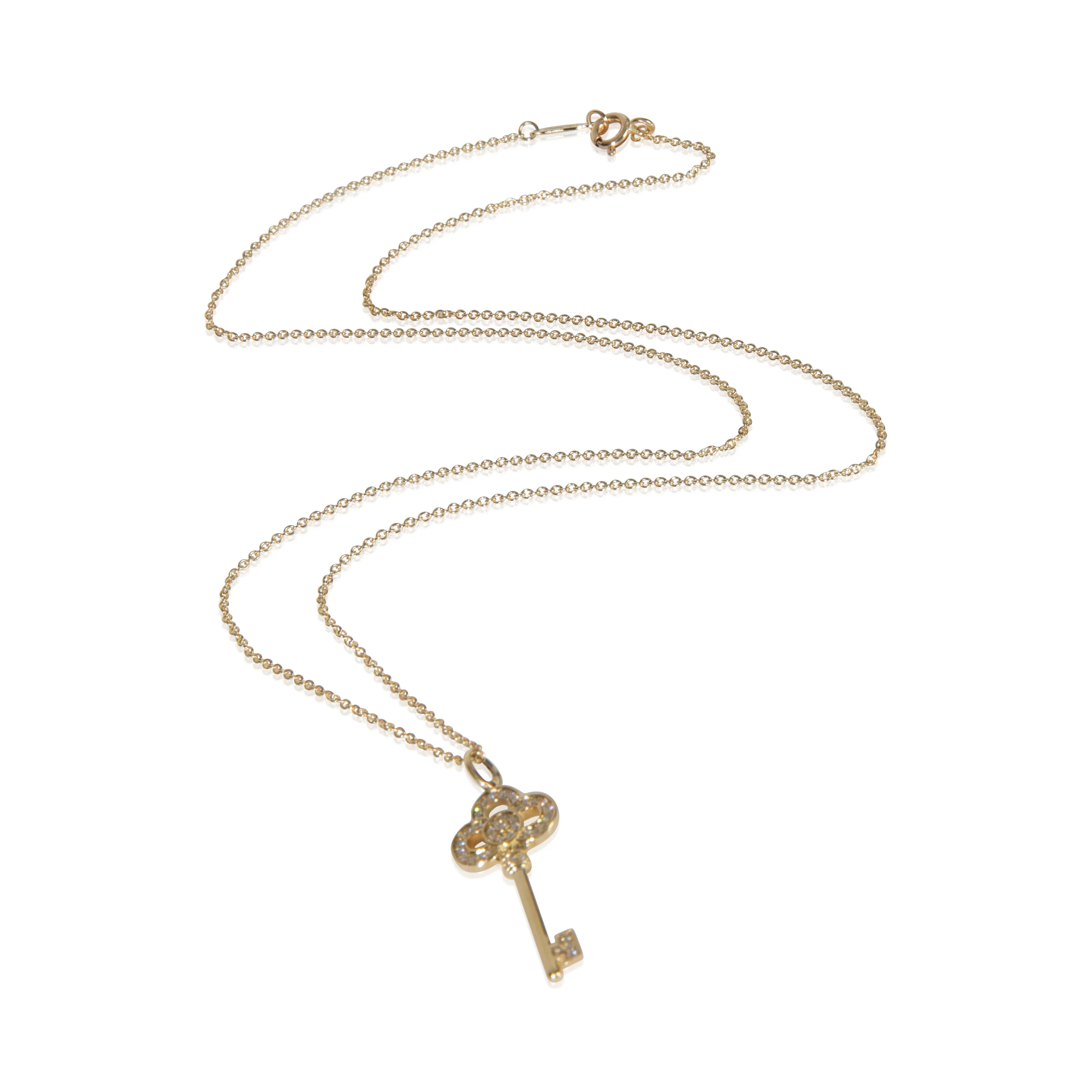 Yellow Gold Diamond Mini Crown Key Pendant - Image 3