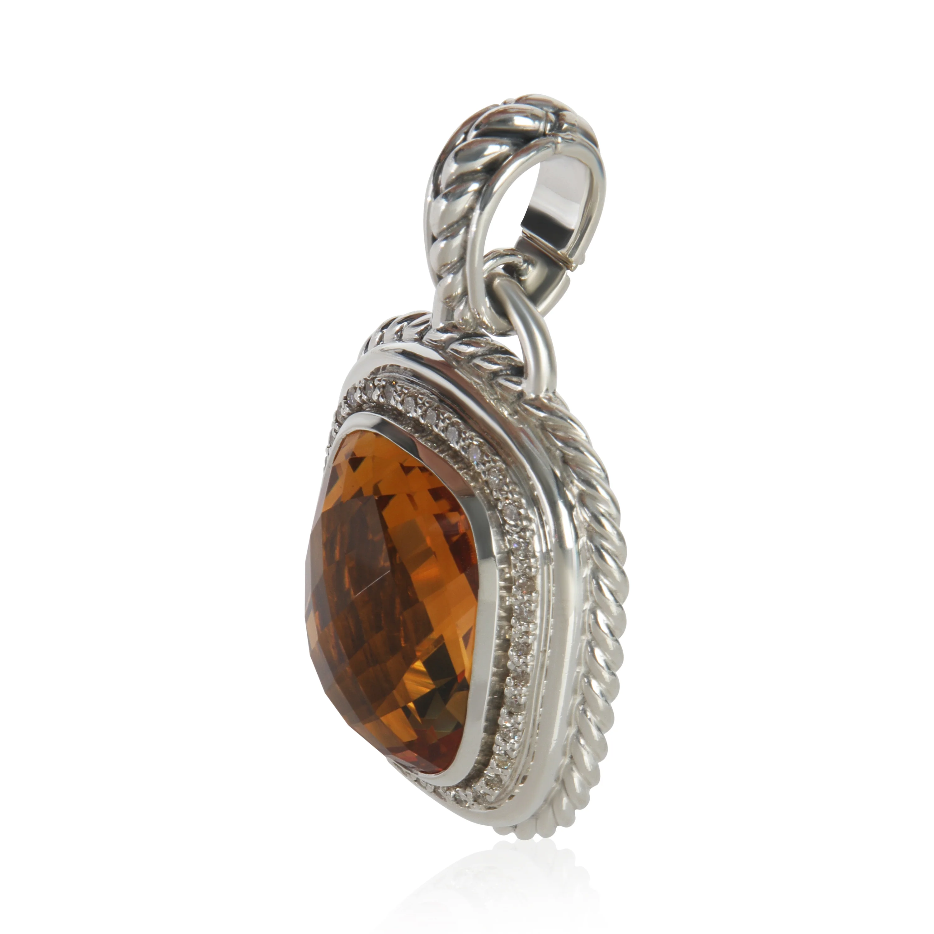 Sterling Silver Citrine and Diamond Wheaton Pendant - Image 2