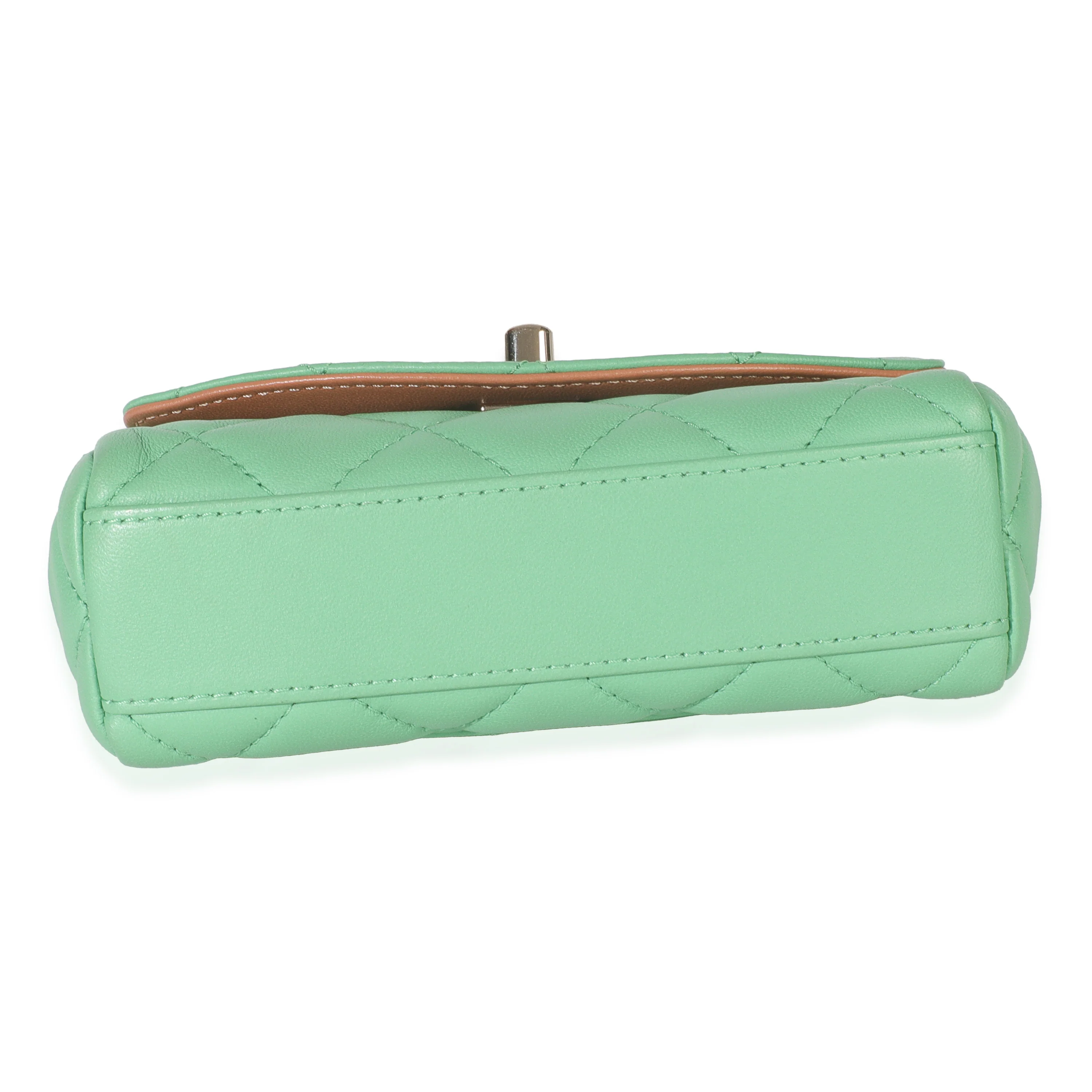Green Quilted Lambskin Ribbon Chain Mini Flap Bag - Image 5