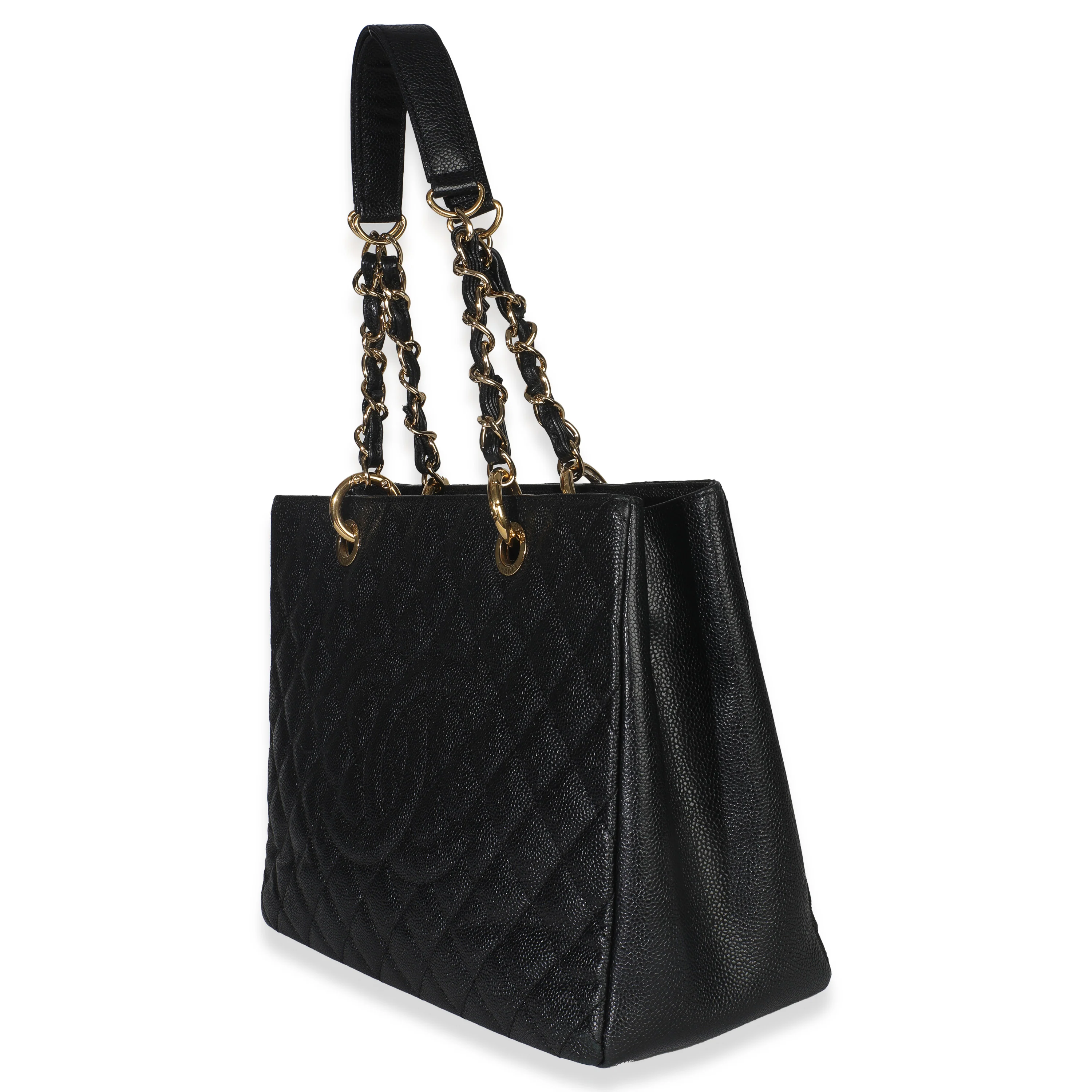 Black Quilted Caviar Grand Shopper Tote - Image 2