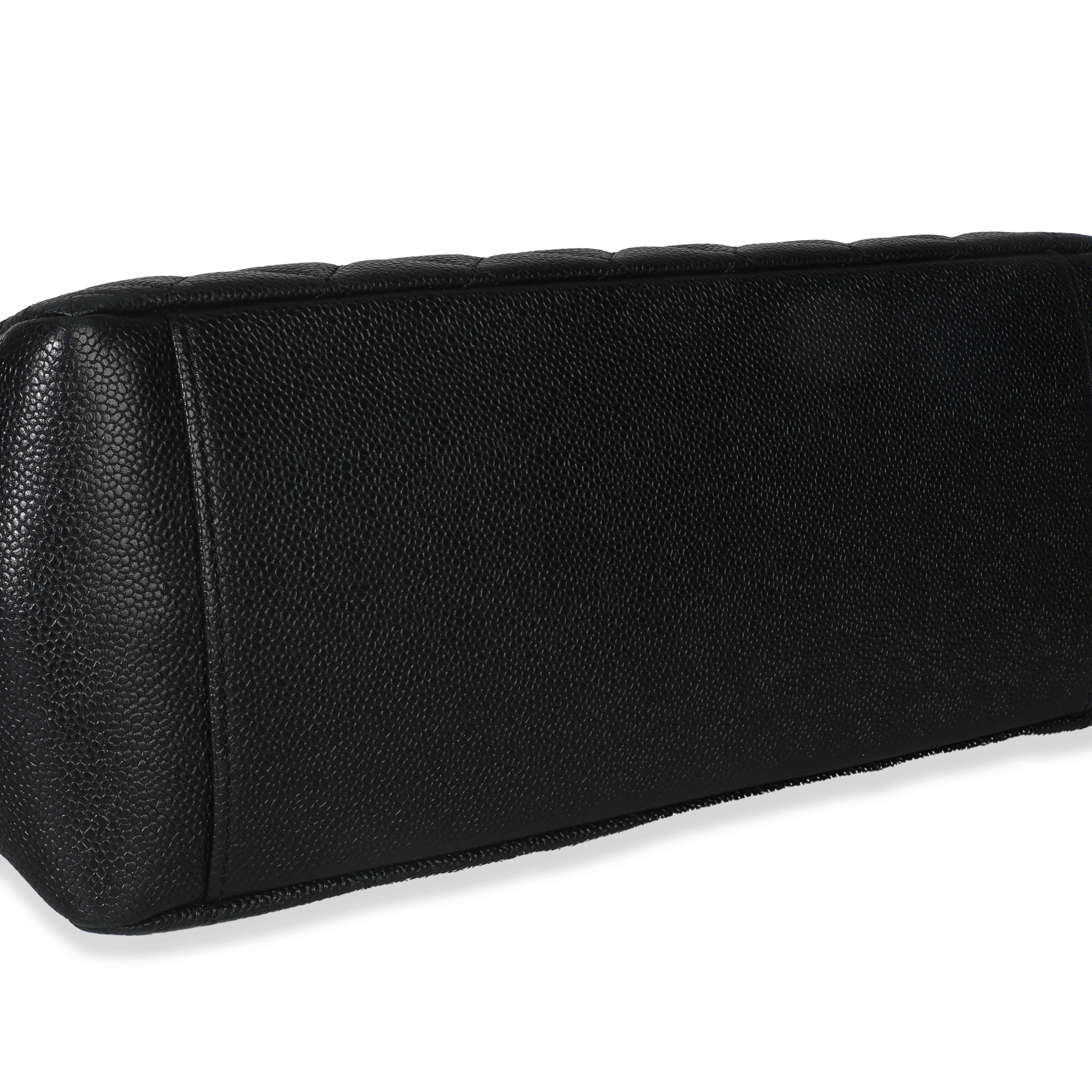 Black Quilted Caviar Grand Shopper Tote - Image 6