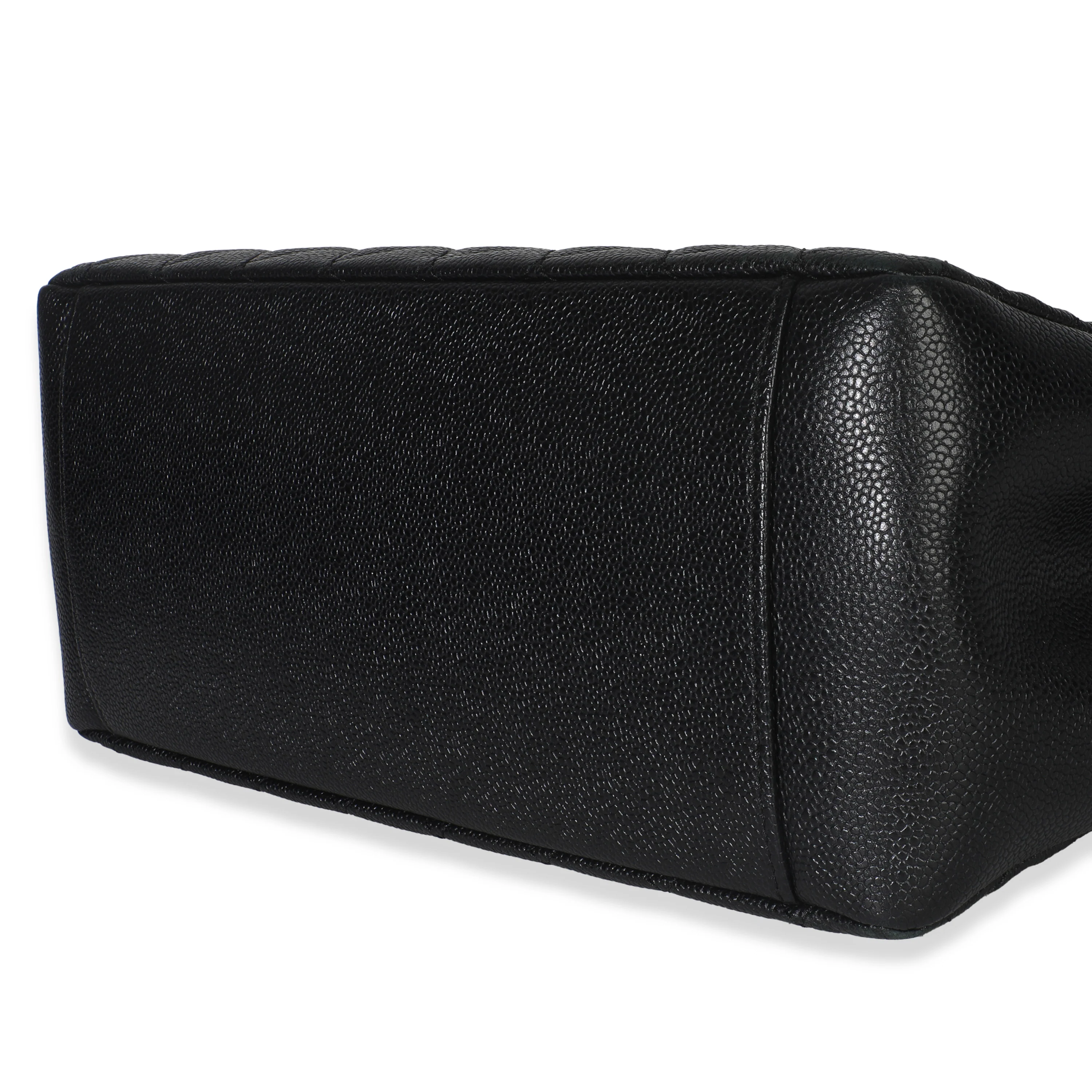 Black Quilted Caviar Grand Shopper Tote - Image 7