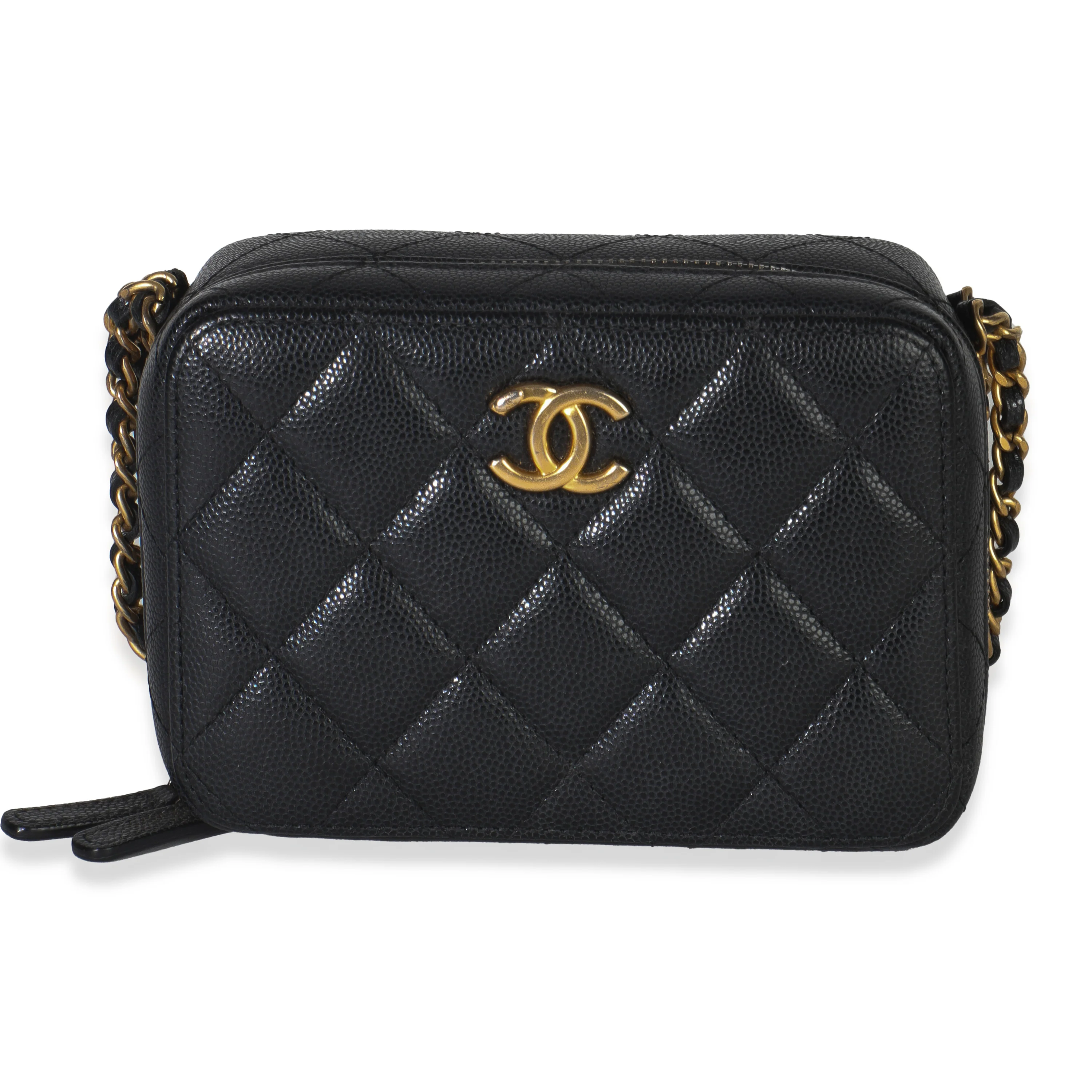Black Quilted Twist Your Buttons Clutch With Chain