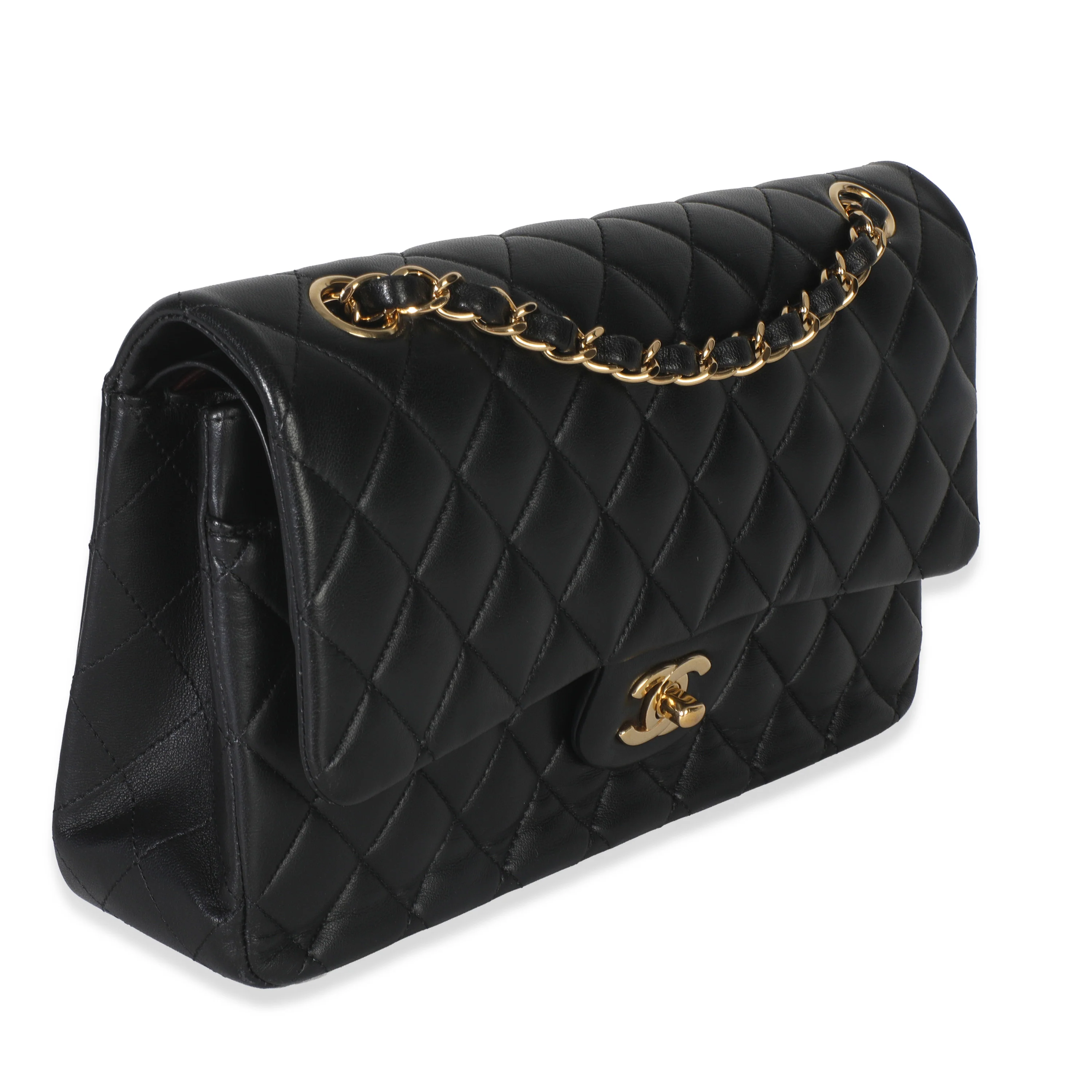Black Quilted Lambskin Medium Classic Double Flap Handbag - Image 2