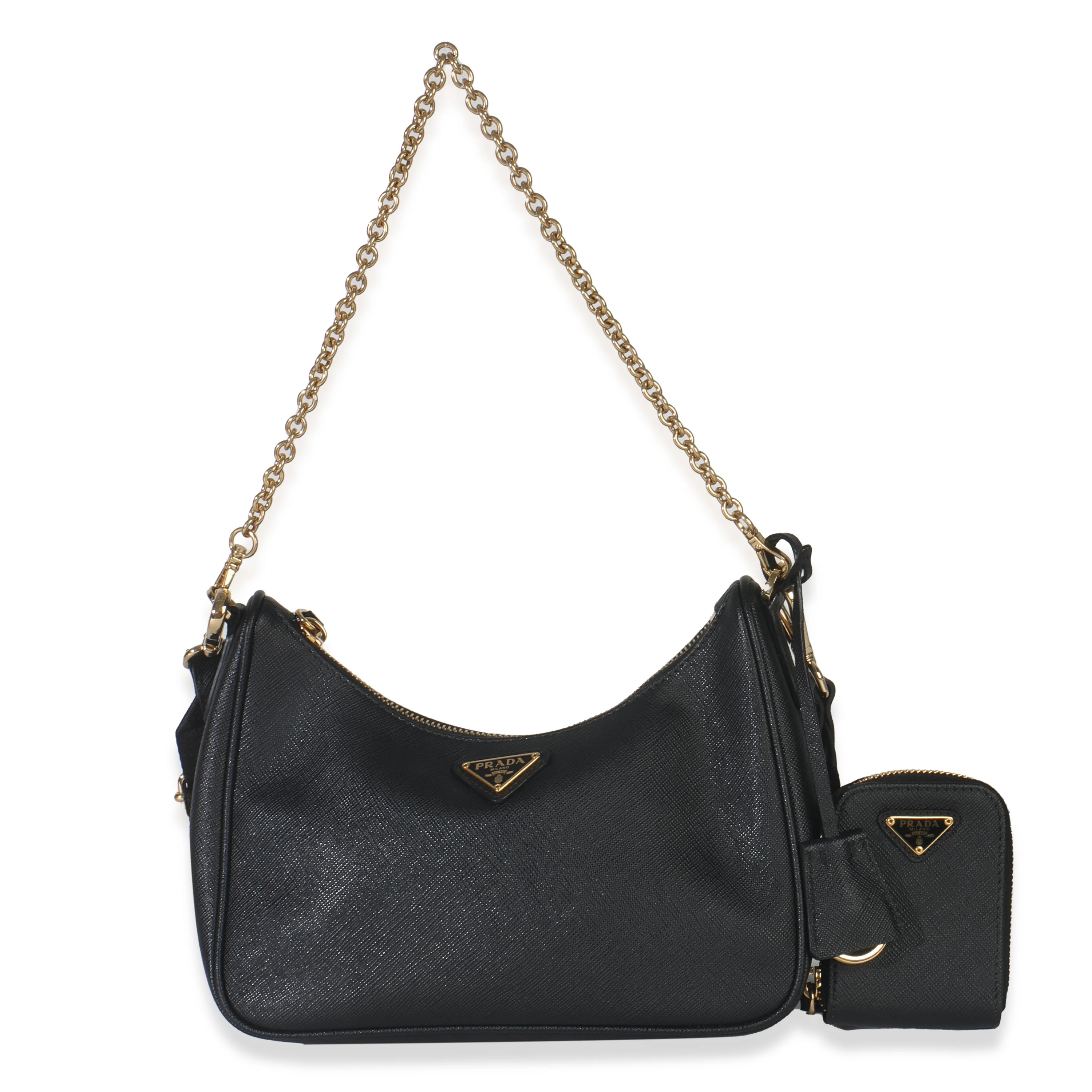 Black Saffiano Lux Re-Edition 2005 Shoulder Bag