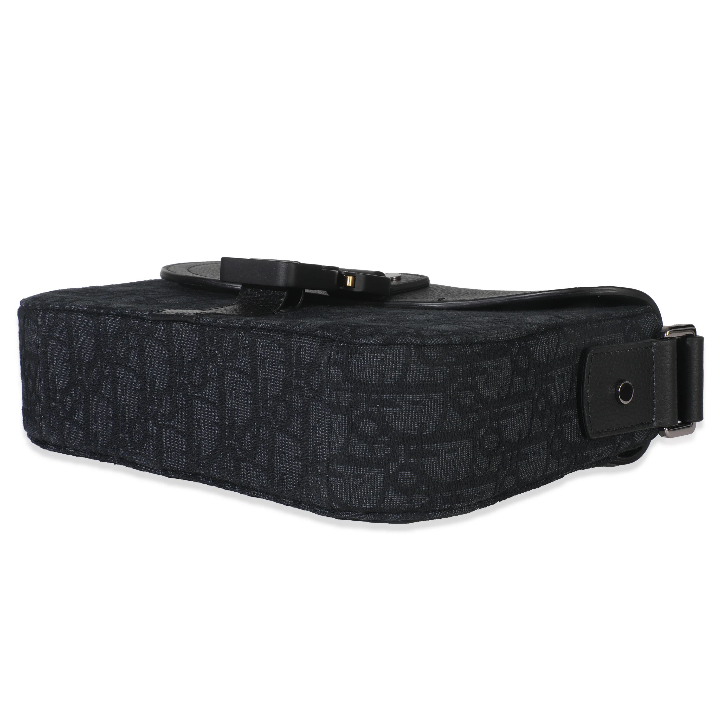 Black Oblique Canvas Small Saddle Messenger - Image 6
