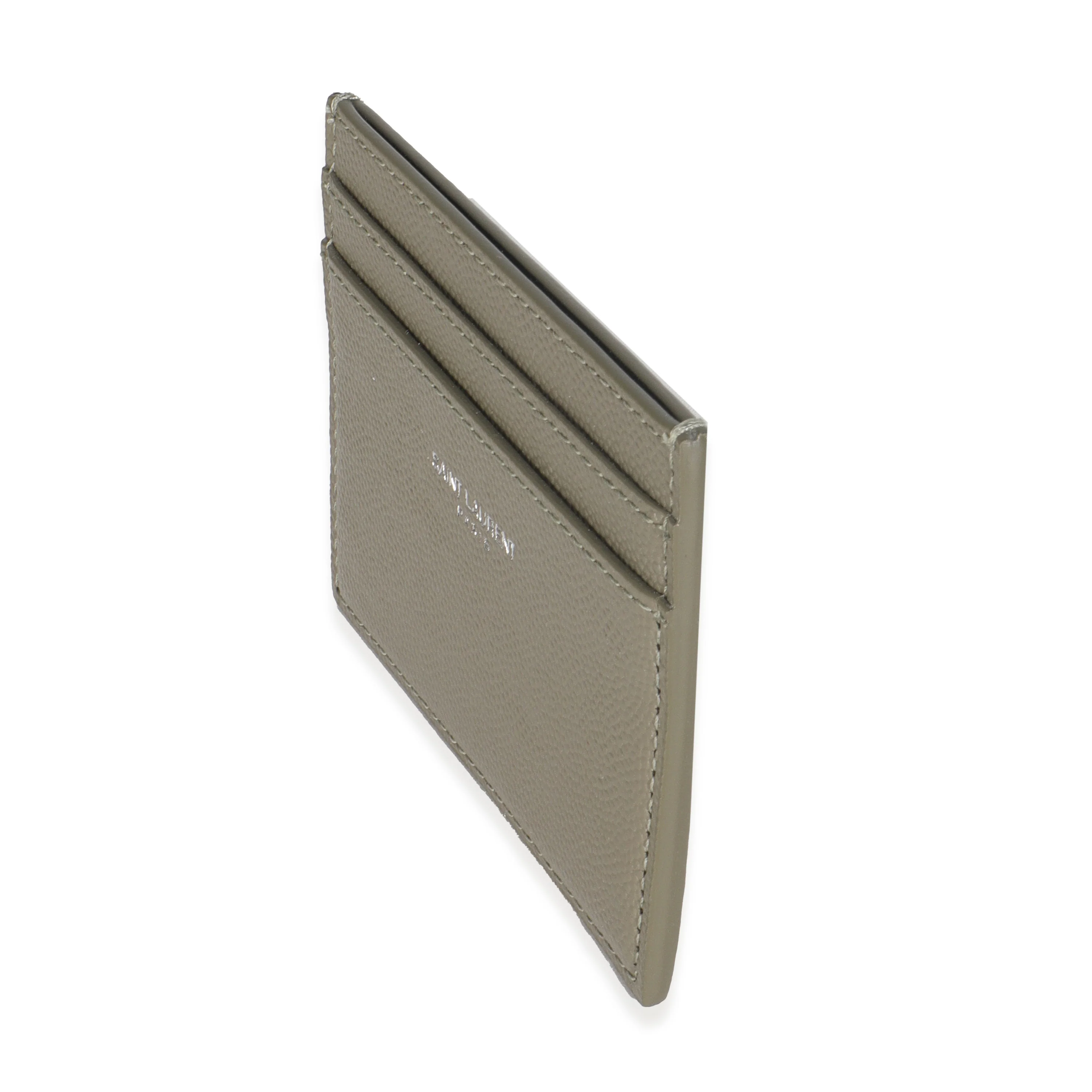 Olive Green Grain De Poudre Credit Card Case - Image 2