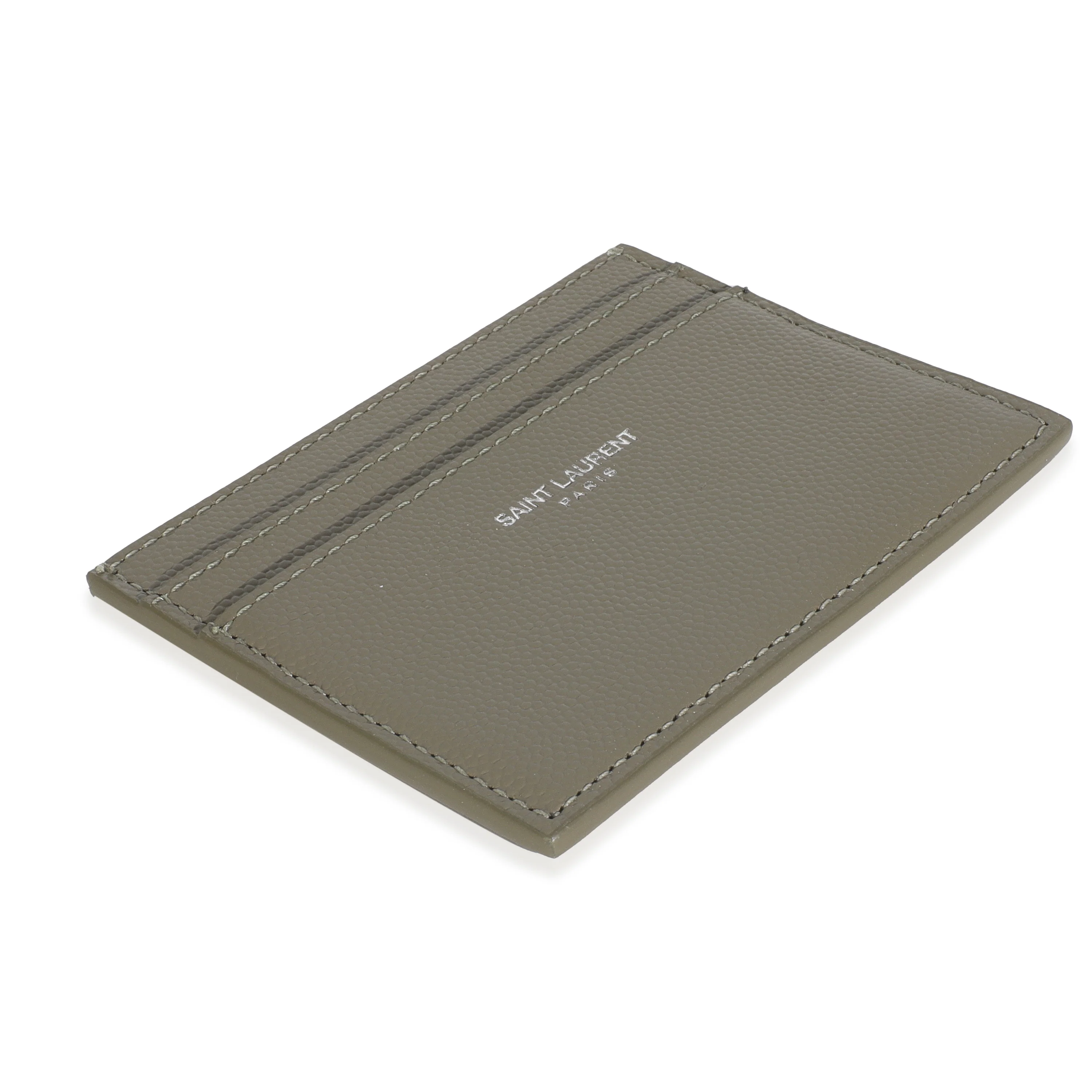 Olive Green Grain De Poudre Credit Card Case - Image 7