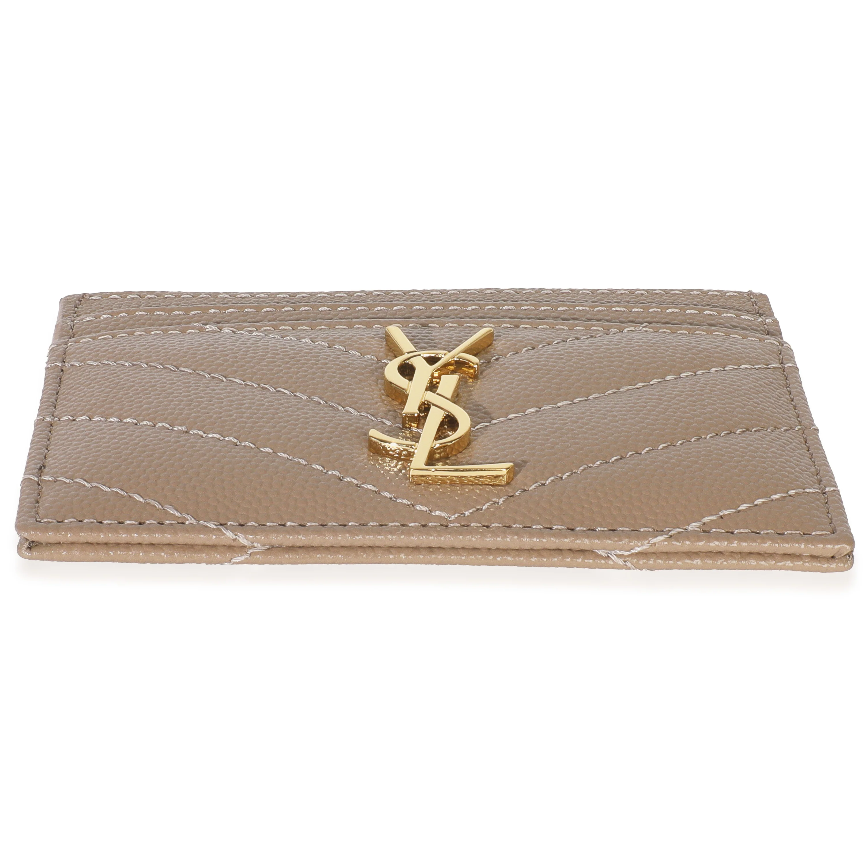 Dark Beige Grain De Poudre Matelasse Cassandre Card Case - Image 5