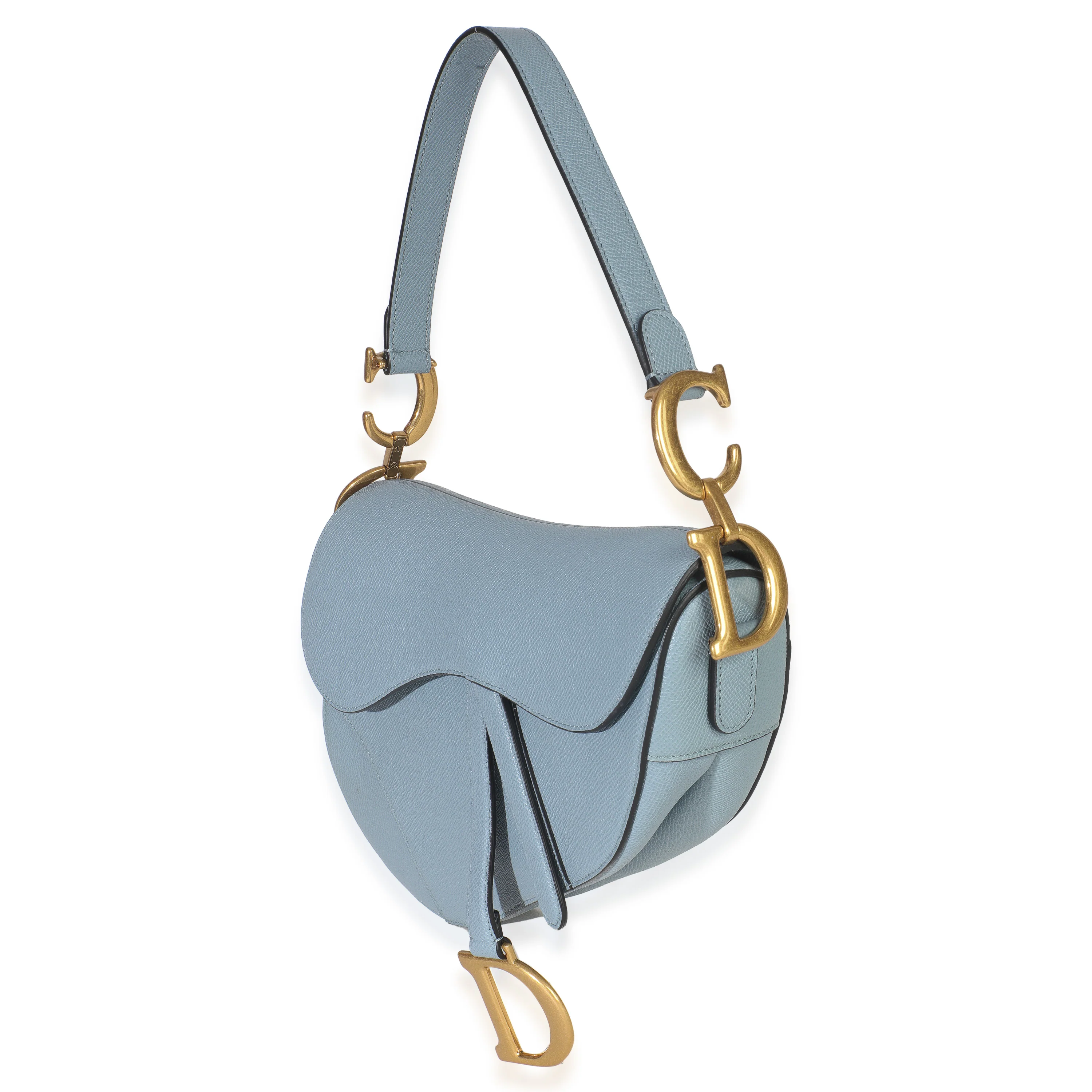 Blue Grained Calfskin Medium Saddle - Image 2