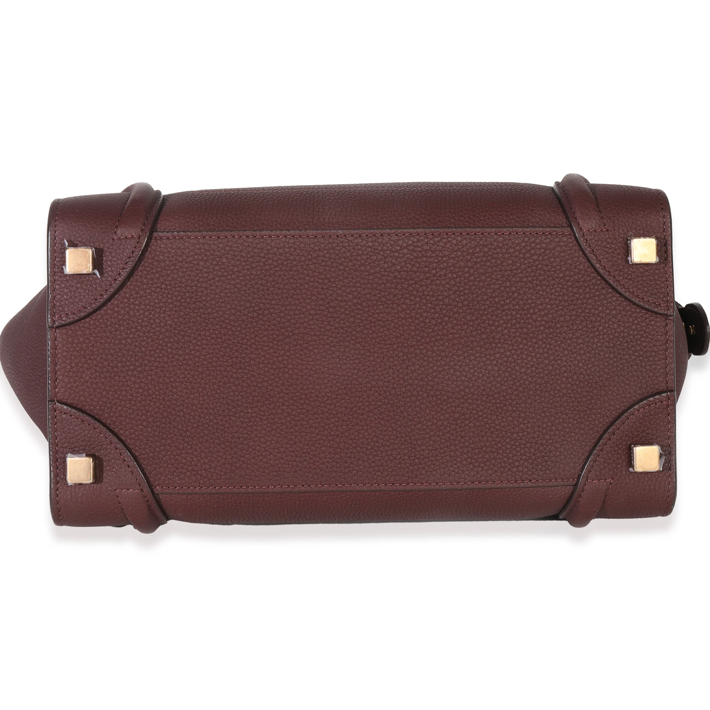 Burgundy Drummed Calfskin Micro Luggage Tote - Image 5