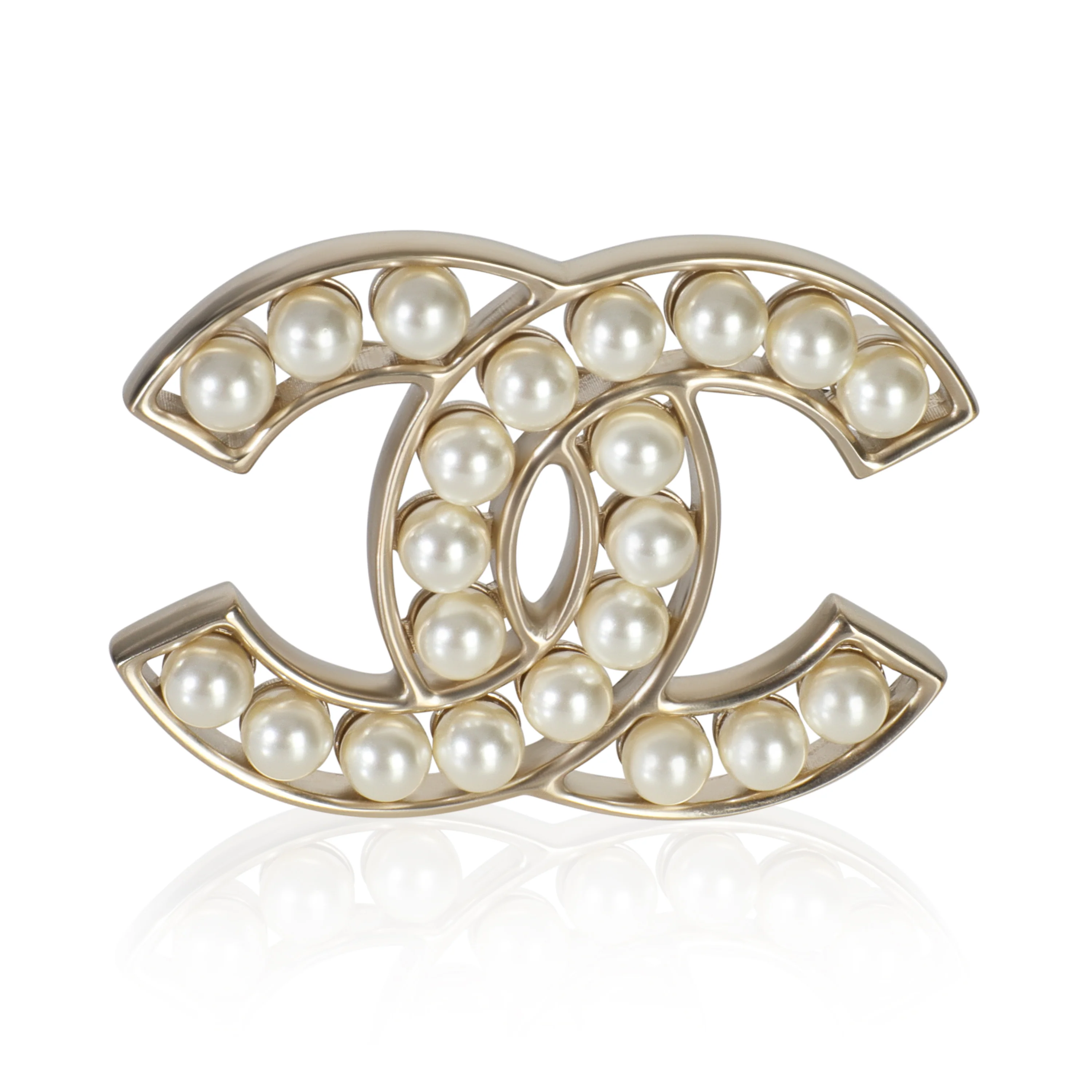 Gold-Plated 2022 Faux Pearl Brooch