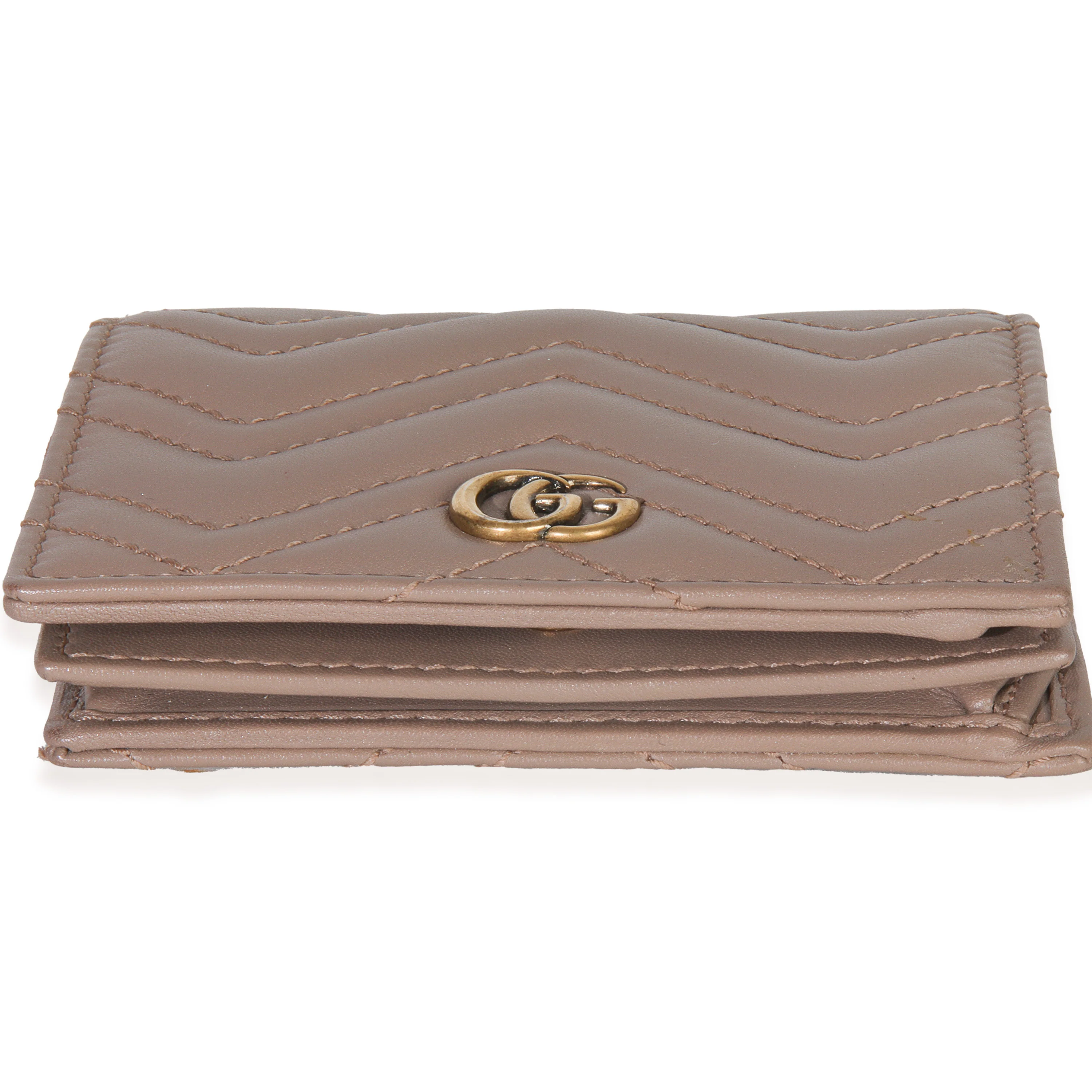 Porcelain Rose Matelasse Calfskin GG Card Case Wallet - Image 4