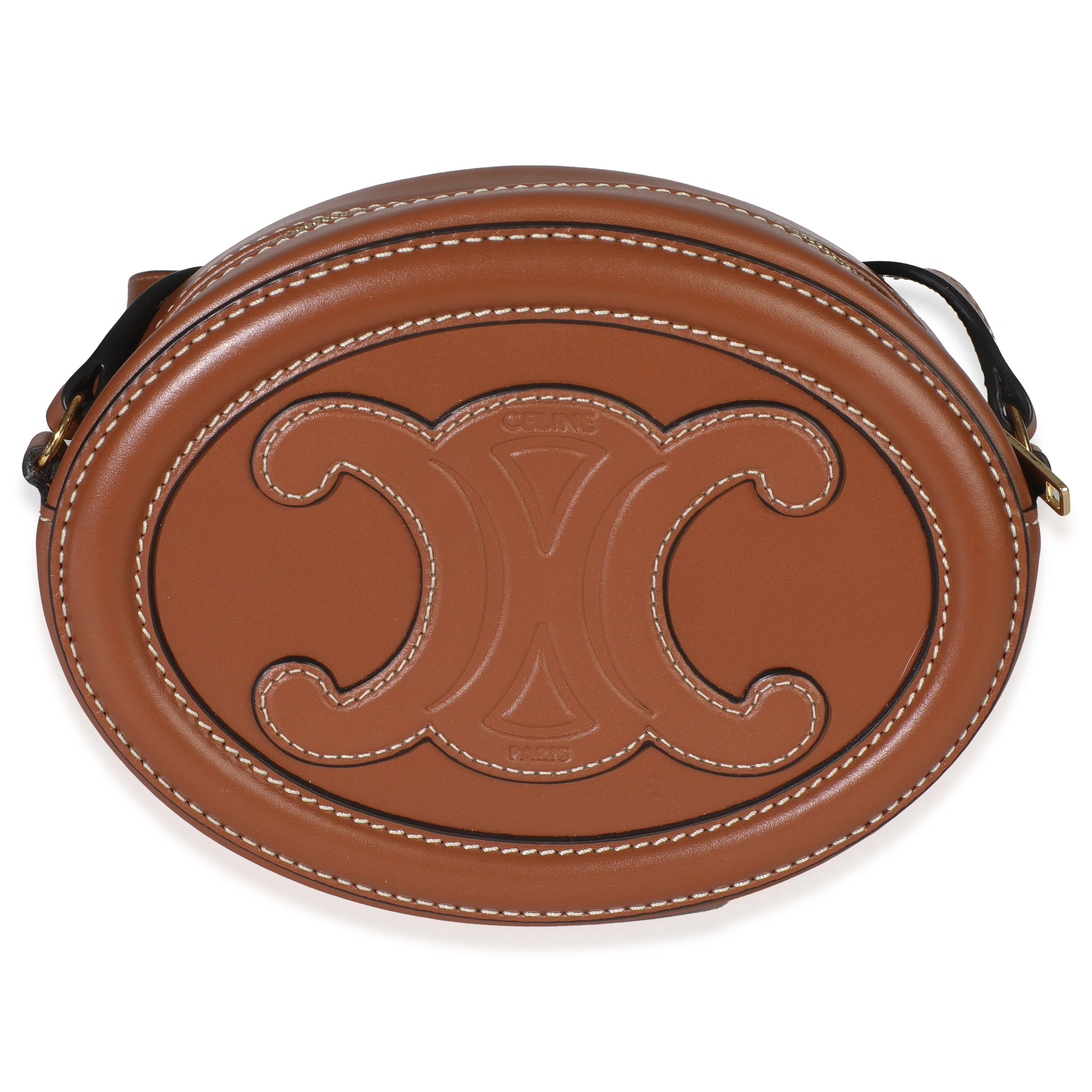 Tan Smooth Calfskin Mini Oval Triomphe Crossbody - Image 4
