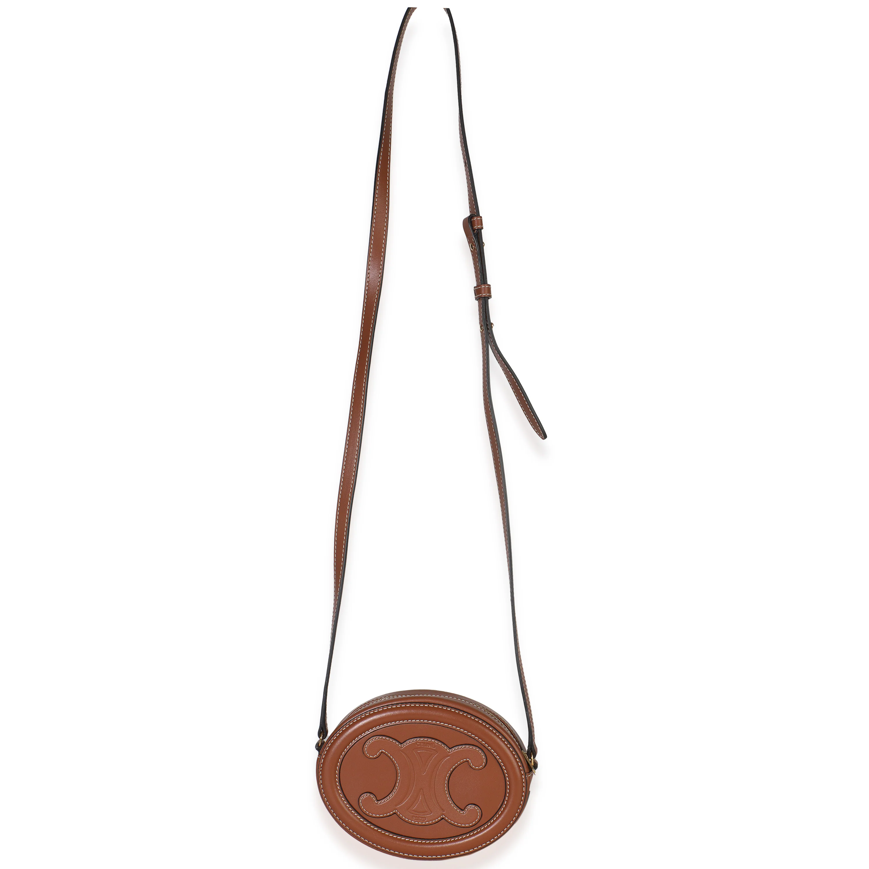 Tan Smooth Calfskin Mini Oval Triomphe Crossbody - Image 8