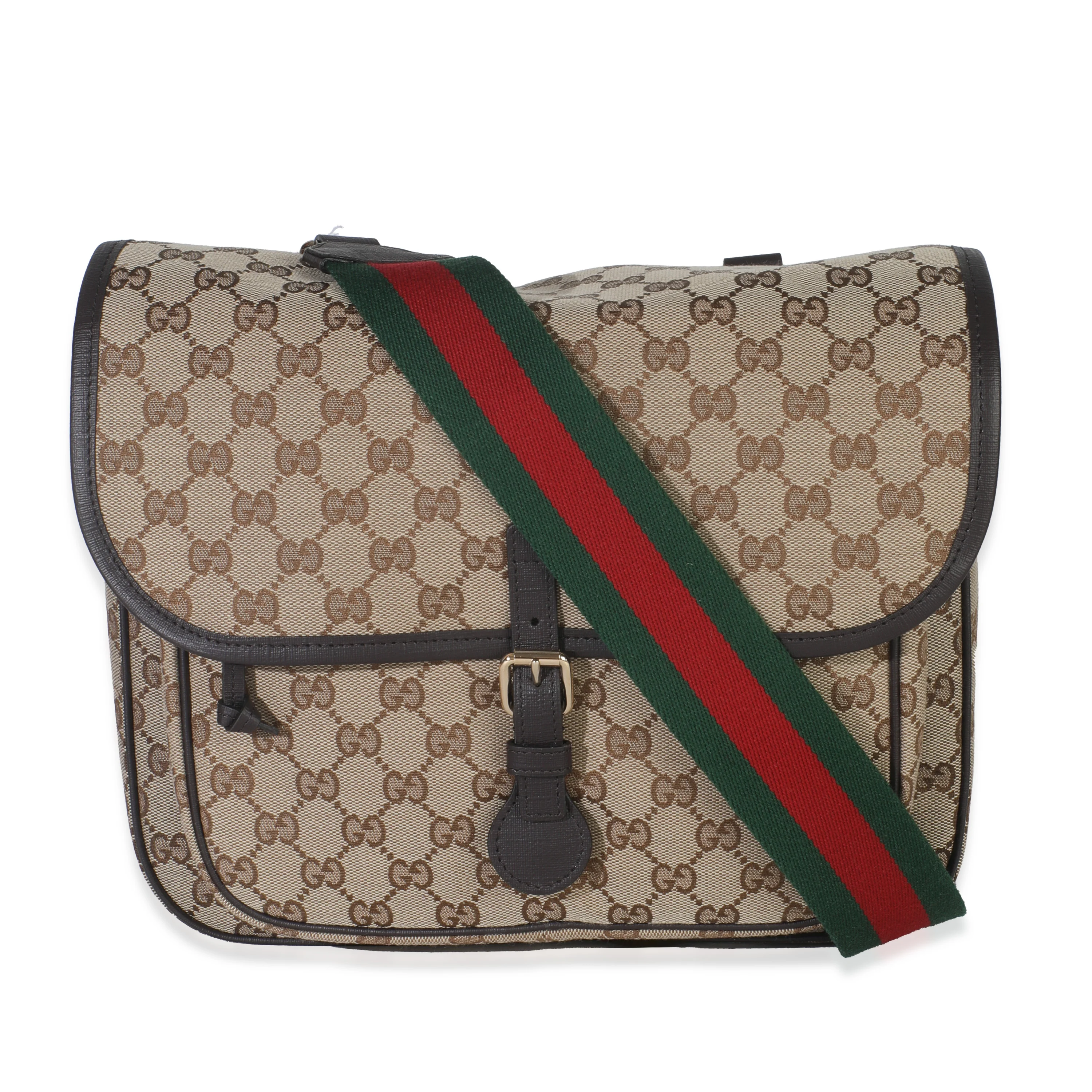 Beige GG Canvas Flap Messenger Bag