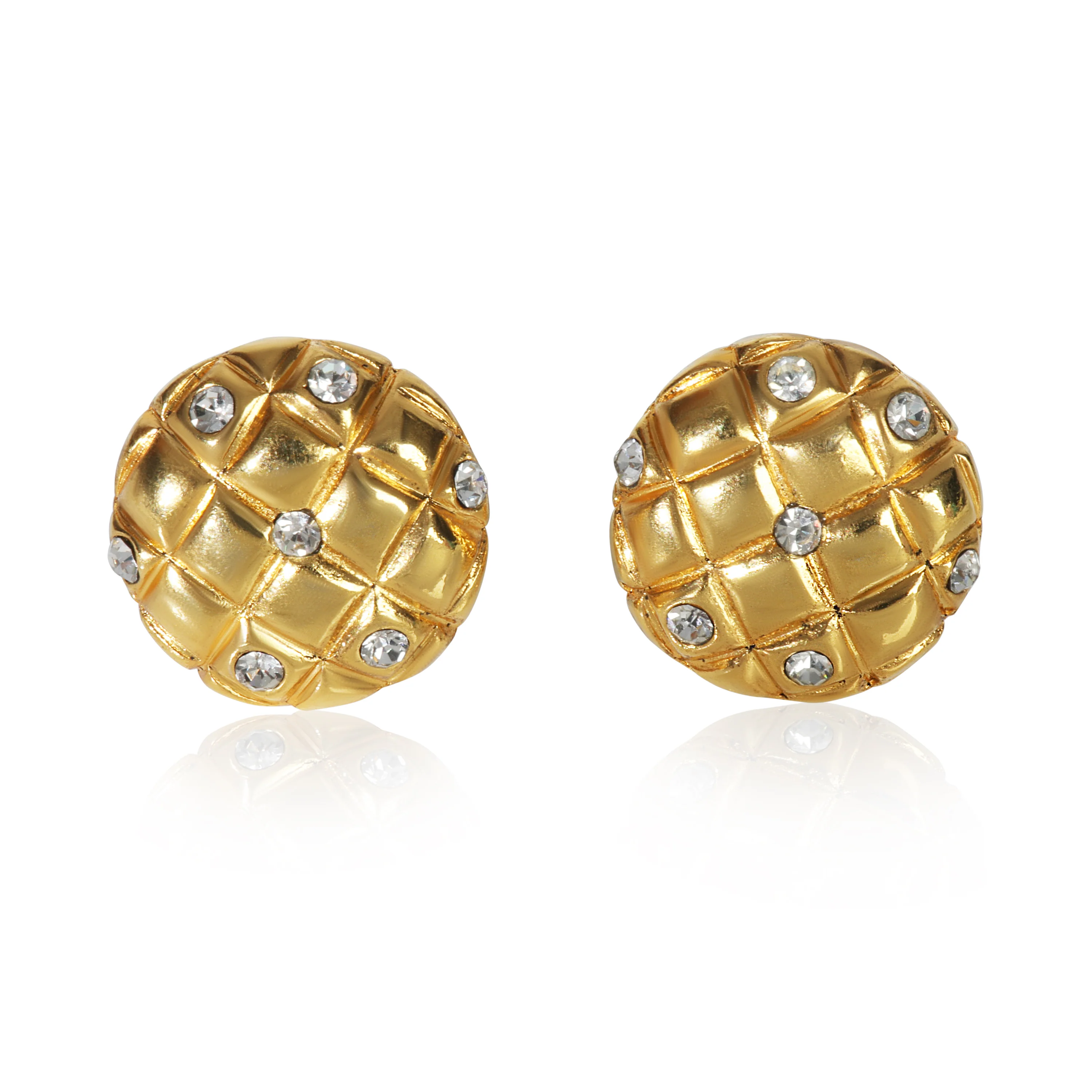 Gold-Plated  Vintage Quilted Earrings