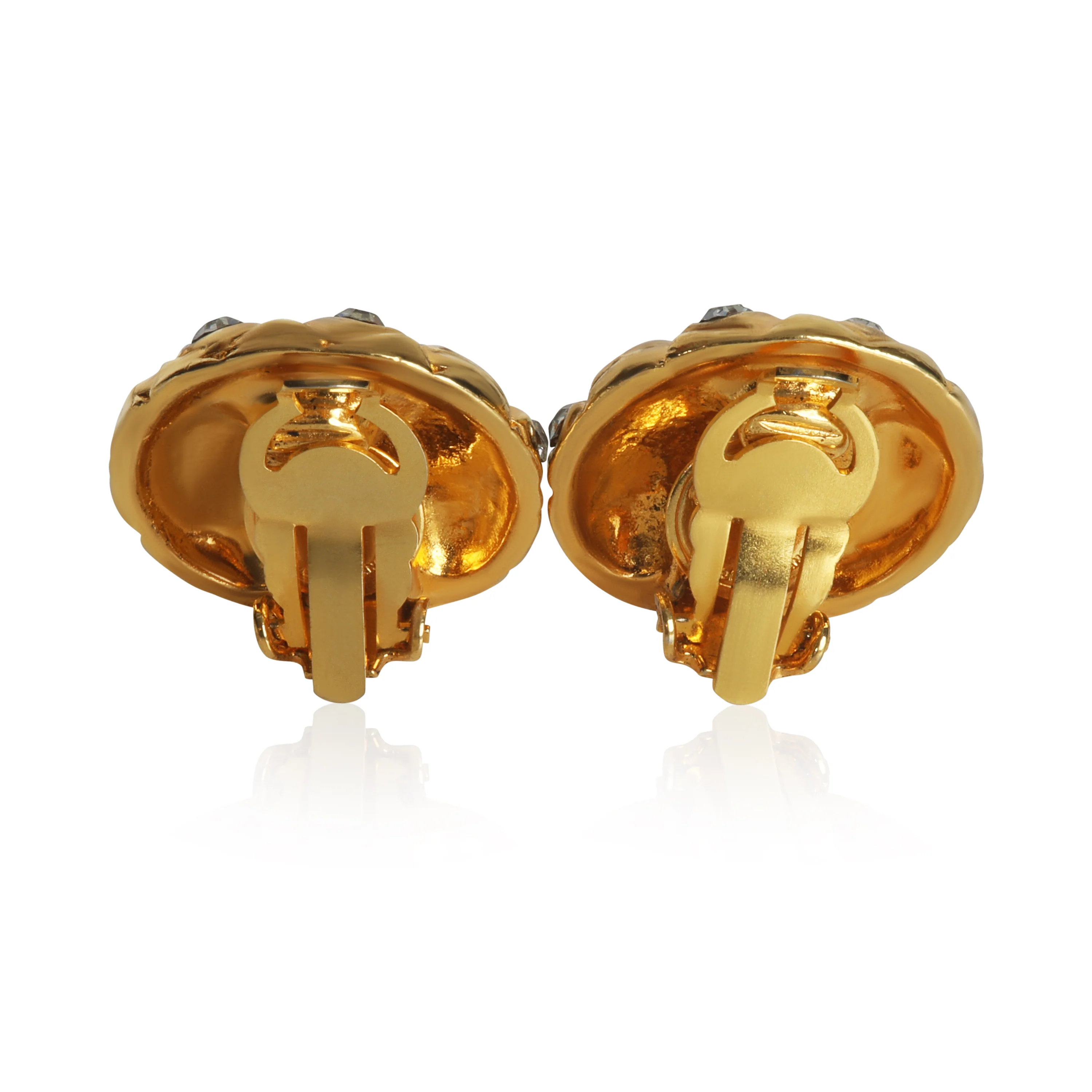 Gold-Plated  Vintage Quilted Earrings - Image 3