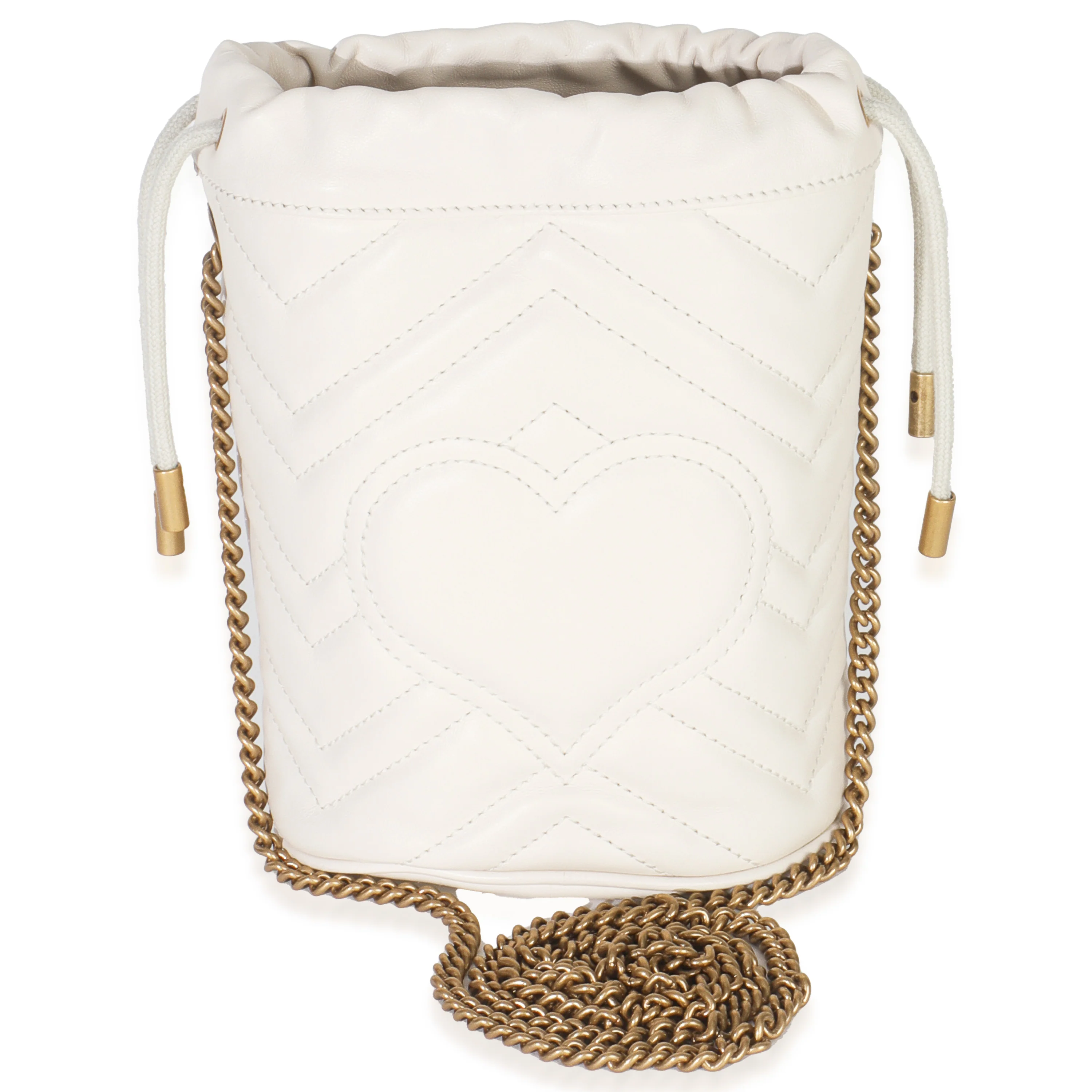 White Matelasse Calfskin GG Marmont Bucket Bag - Image 4