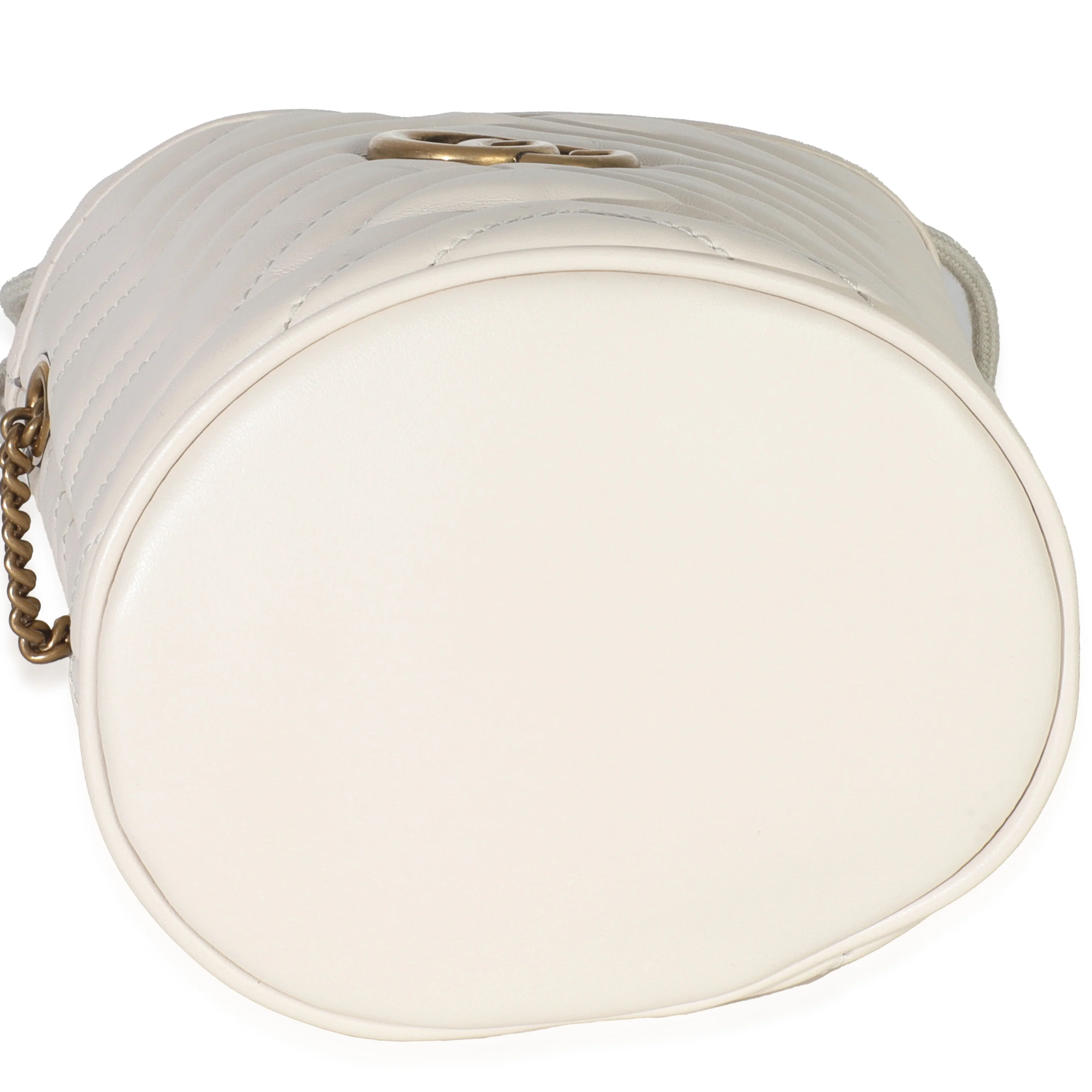 White Matelasse Calfskin GG Marmont Bucket Bag - Image 5