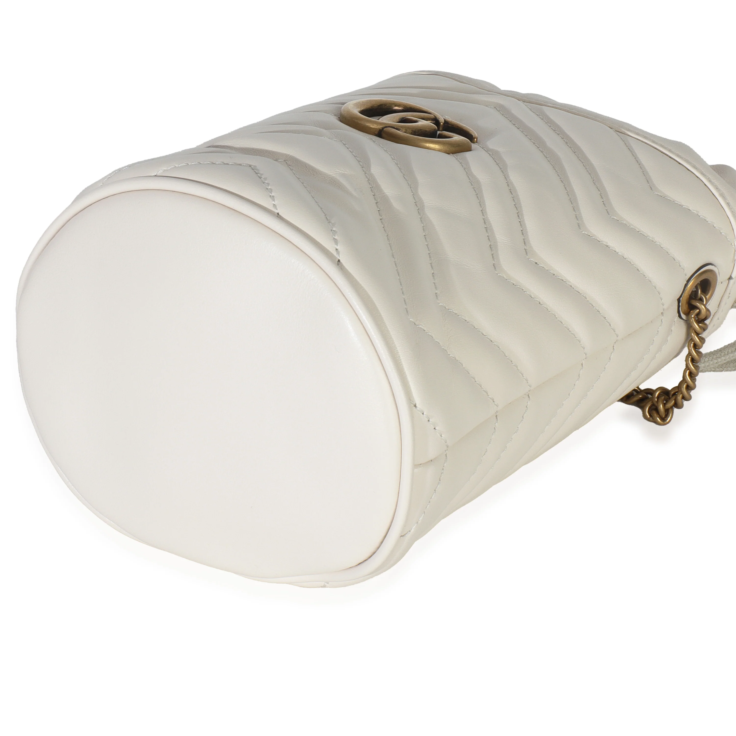 White Matelasse Calfskin GG Marmont Bucket Bag - Image 7