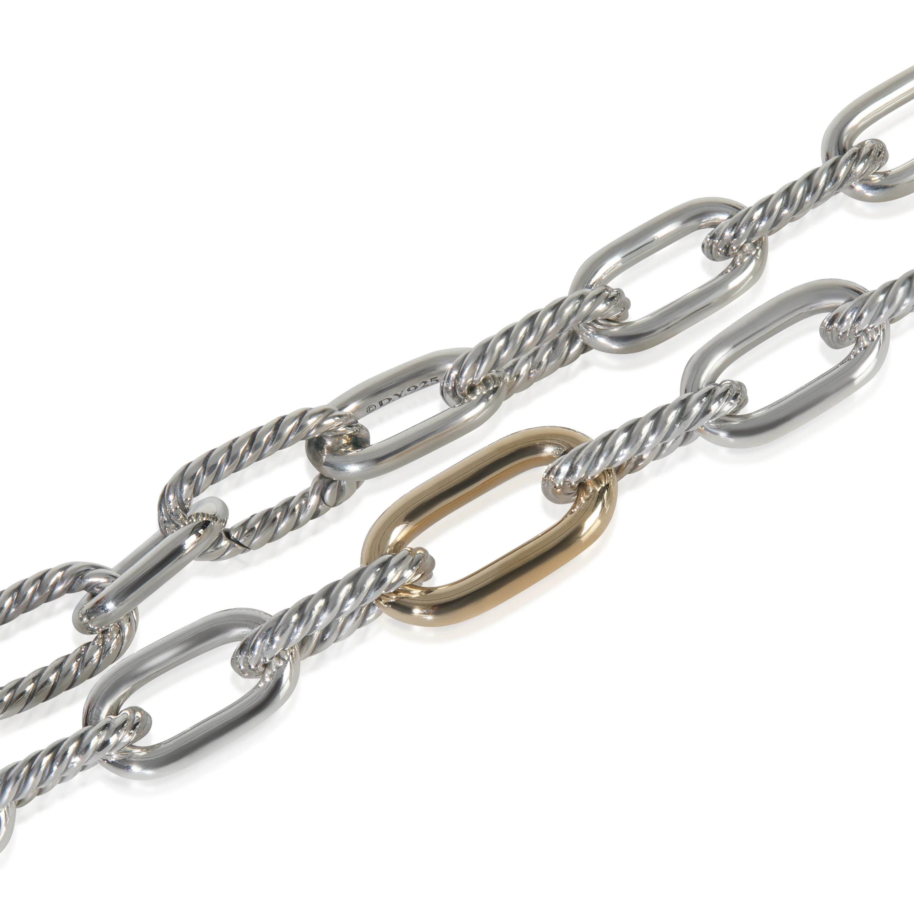 1/4 18K Yellow Gold & Sterling Silver Madison Link Necklace - Image 2