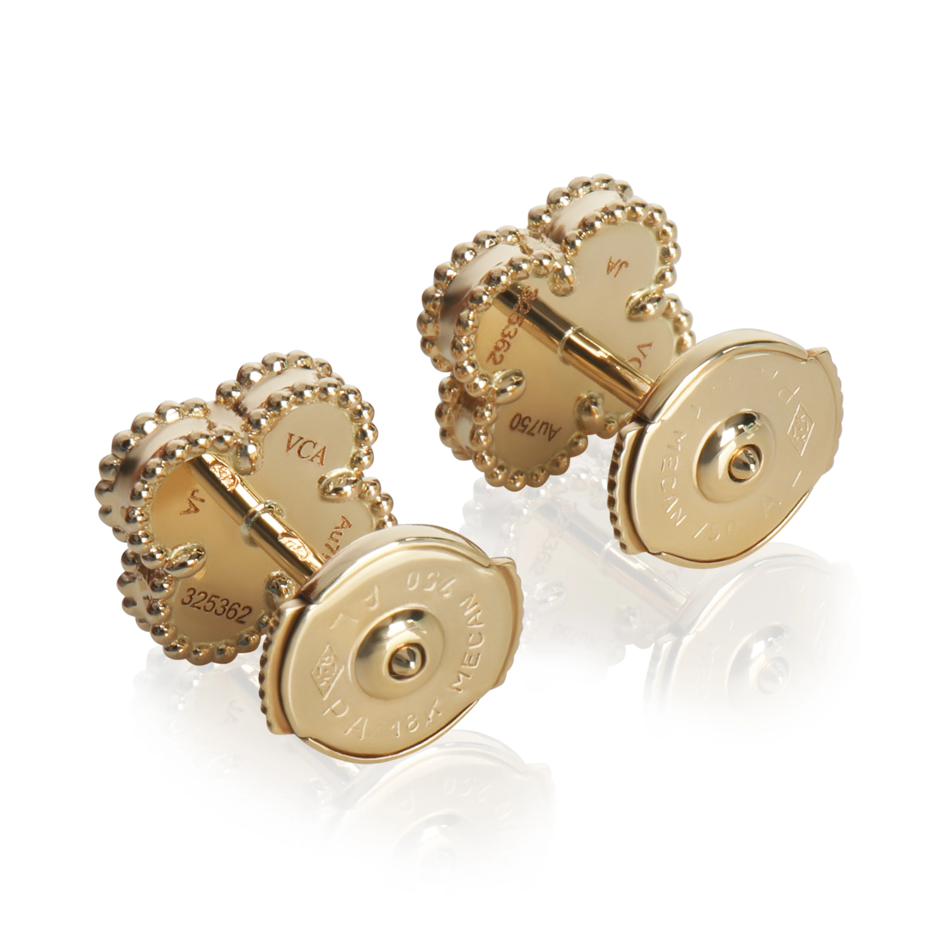 Yellow Gold Onyx Sweet Alhambra Earrings - Image 3