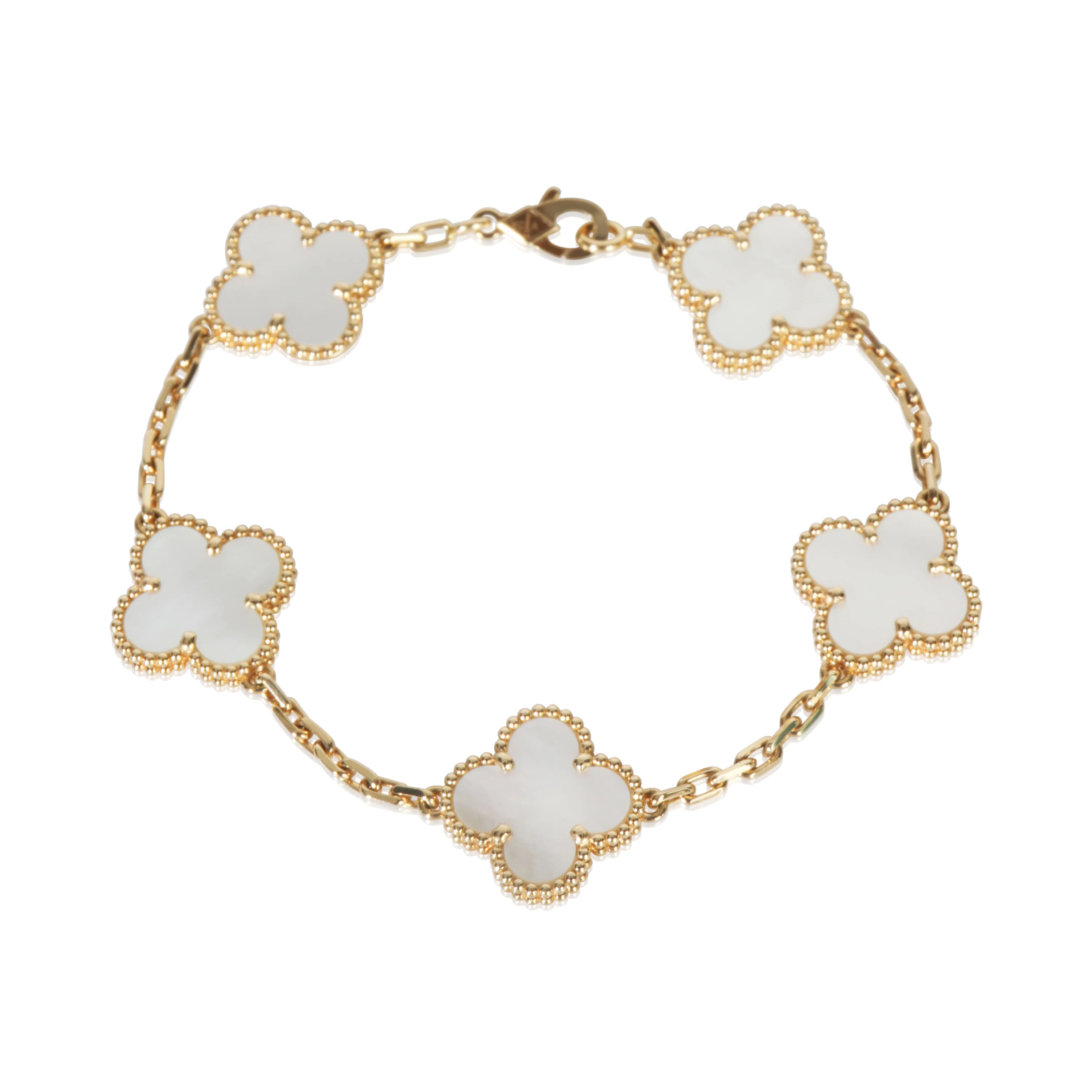 Yellow Gold Mother Of Pearl Vintage Alhambra Bracelet - Image 2