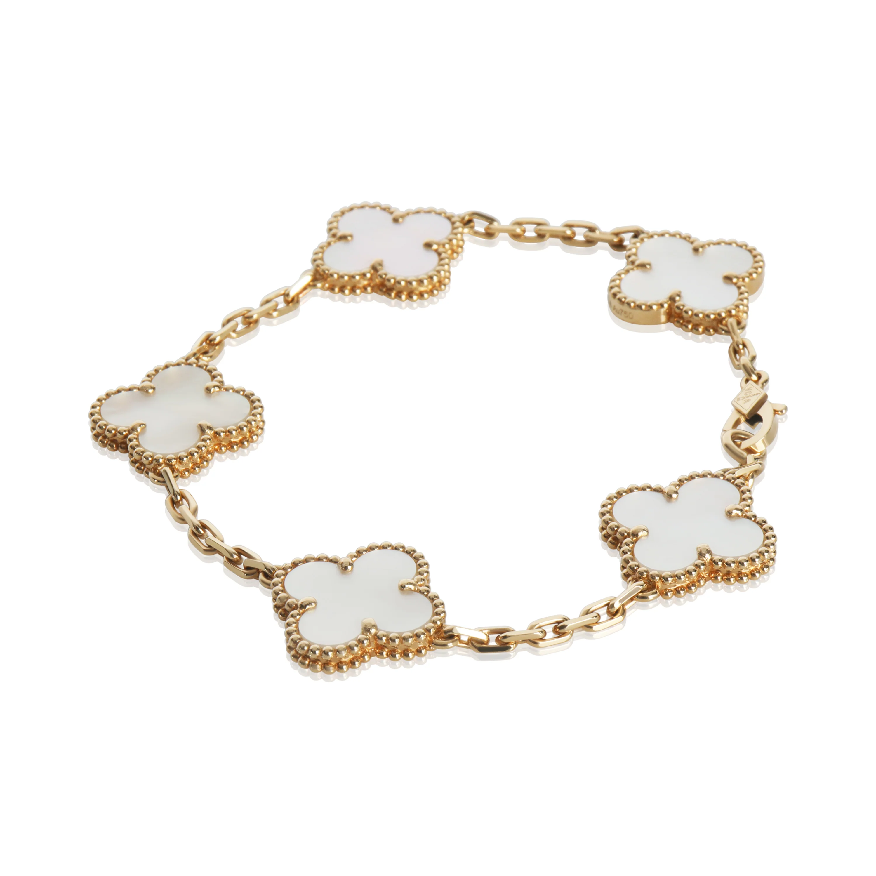 Yellow Gold Mother Of Pearl Vintage Alhambra Bracelet - Image 3