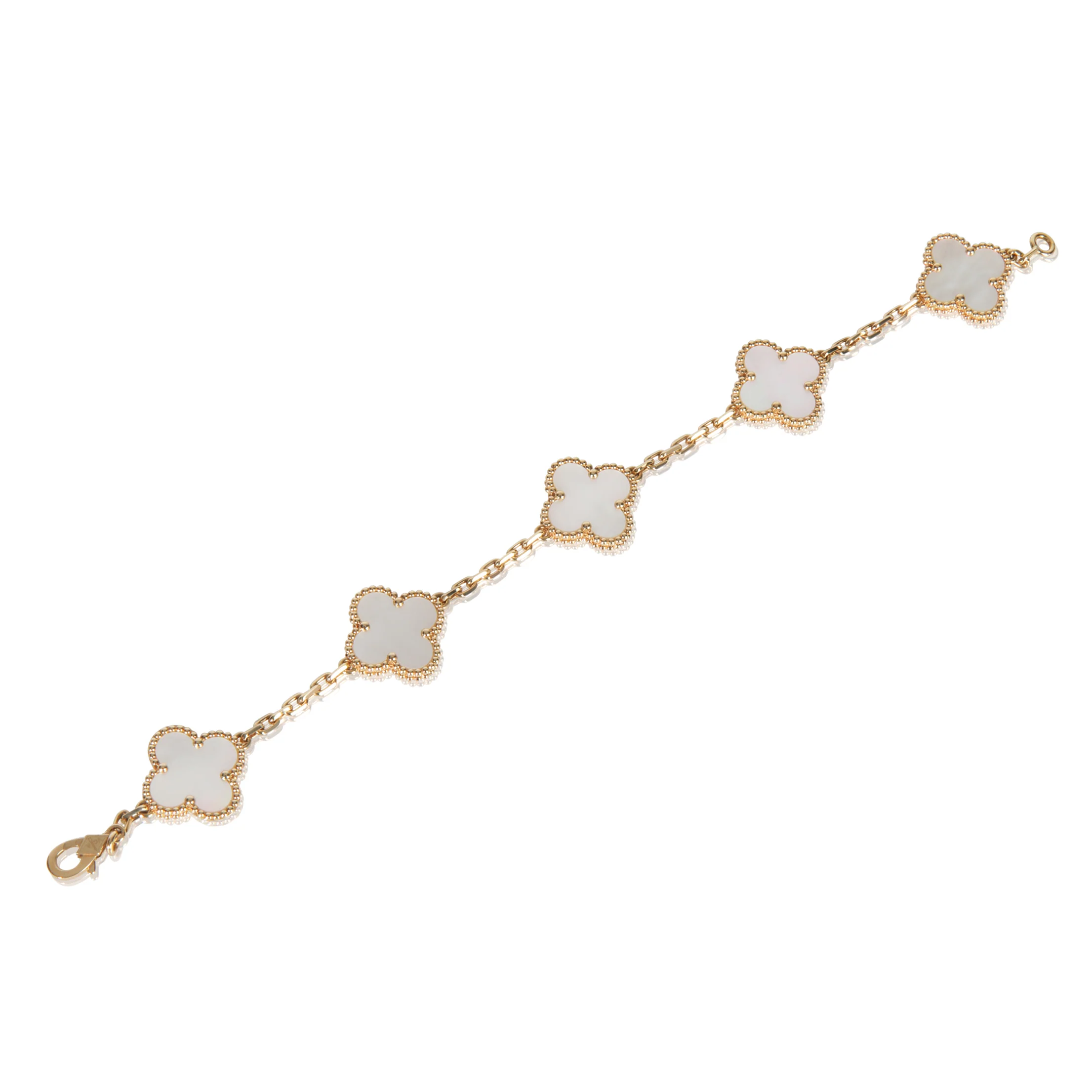 Yellow Gold Mother Of Pearl Vintage Alhambra Bracelet - Image 6