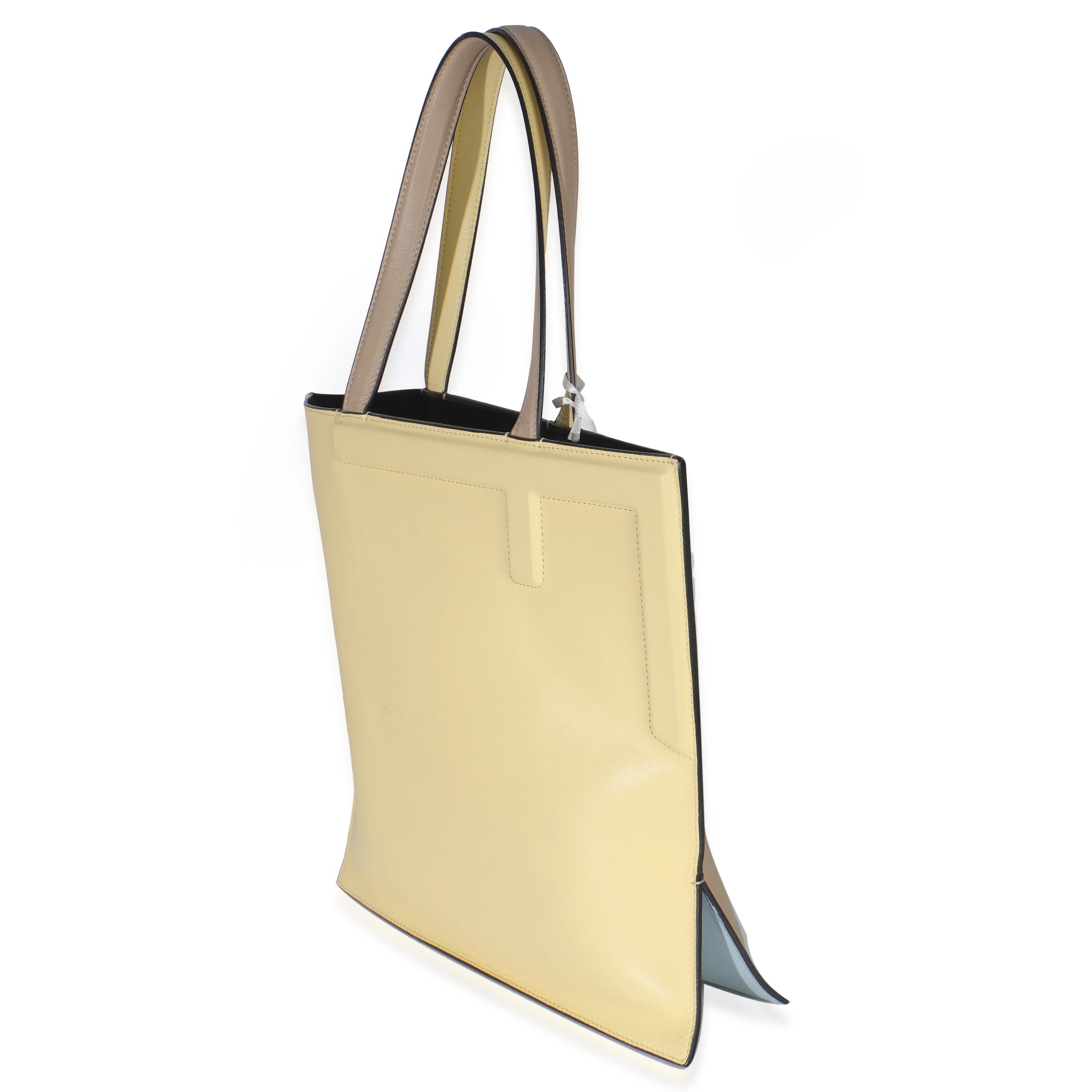 Beige Light Yellow Smooth Calfskin Medium Flip Tote - Image 2
