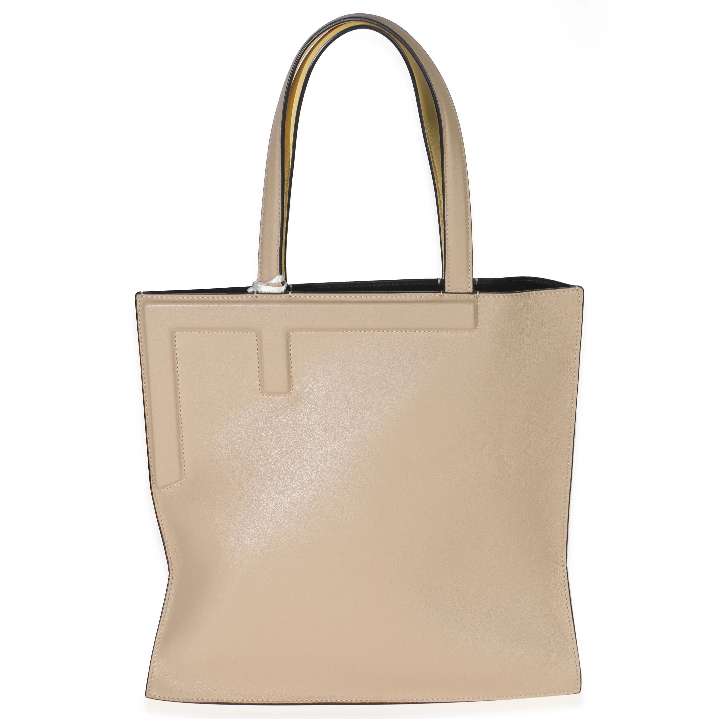 Beige Light Yellow Smooth Calfskin Medium Flip Tote - Image 4
