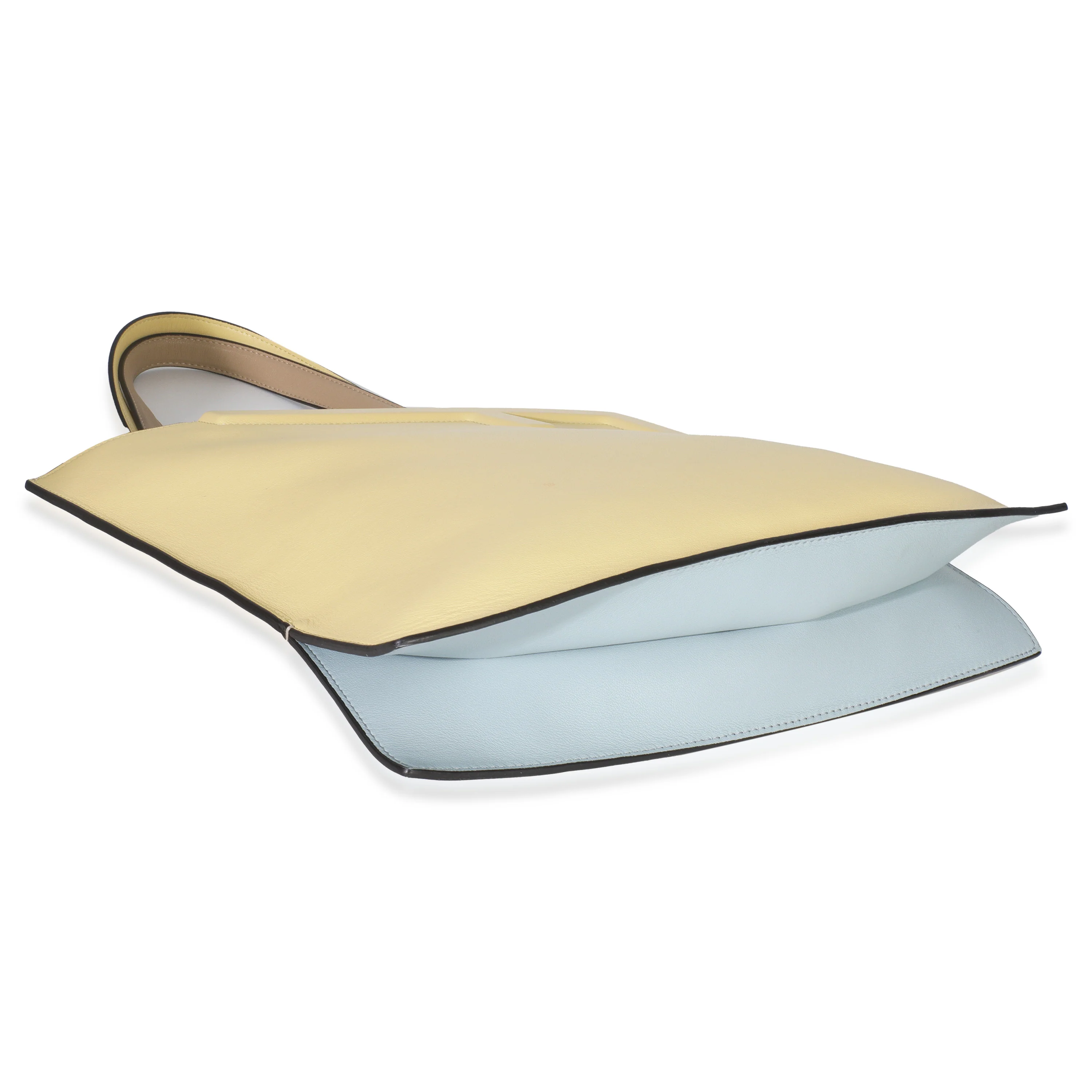 Beige Light Yellow Smooth Calfskin Medium Flip Tote - Image 6
