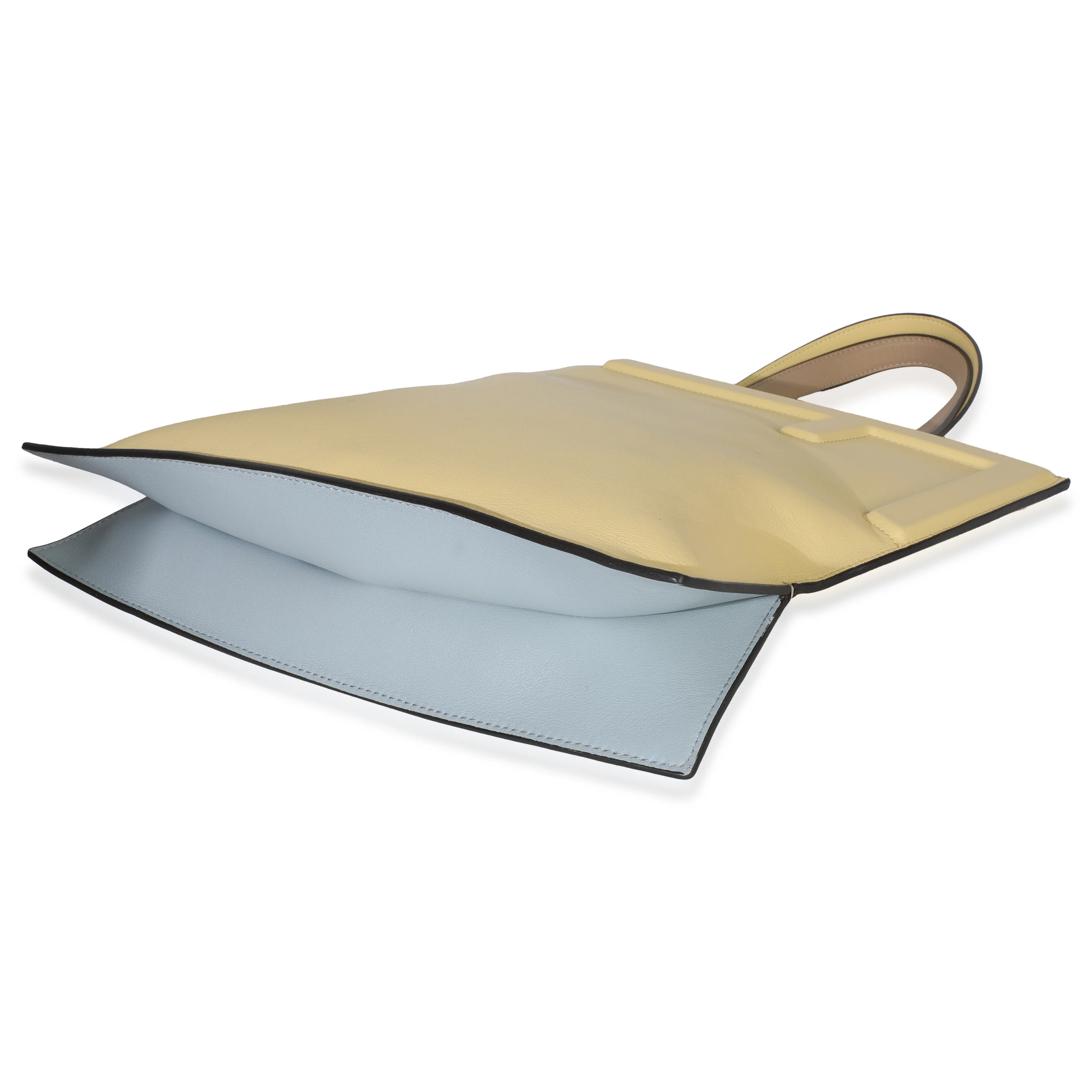 Beige Light Yellow Smooth Calfskin Medium Flip Tote - Image 7