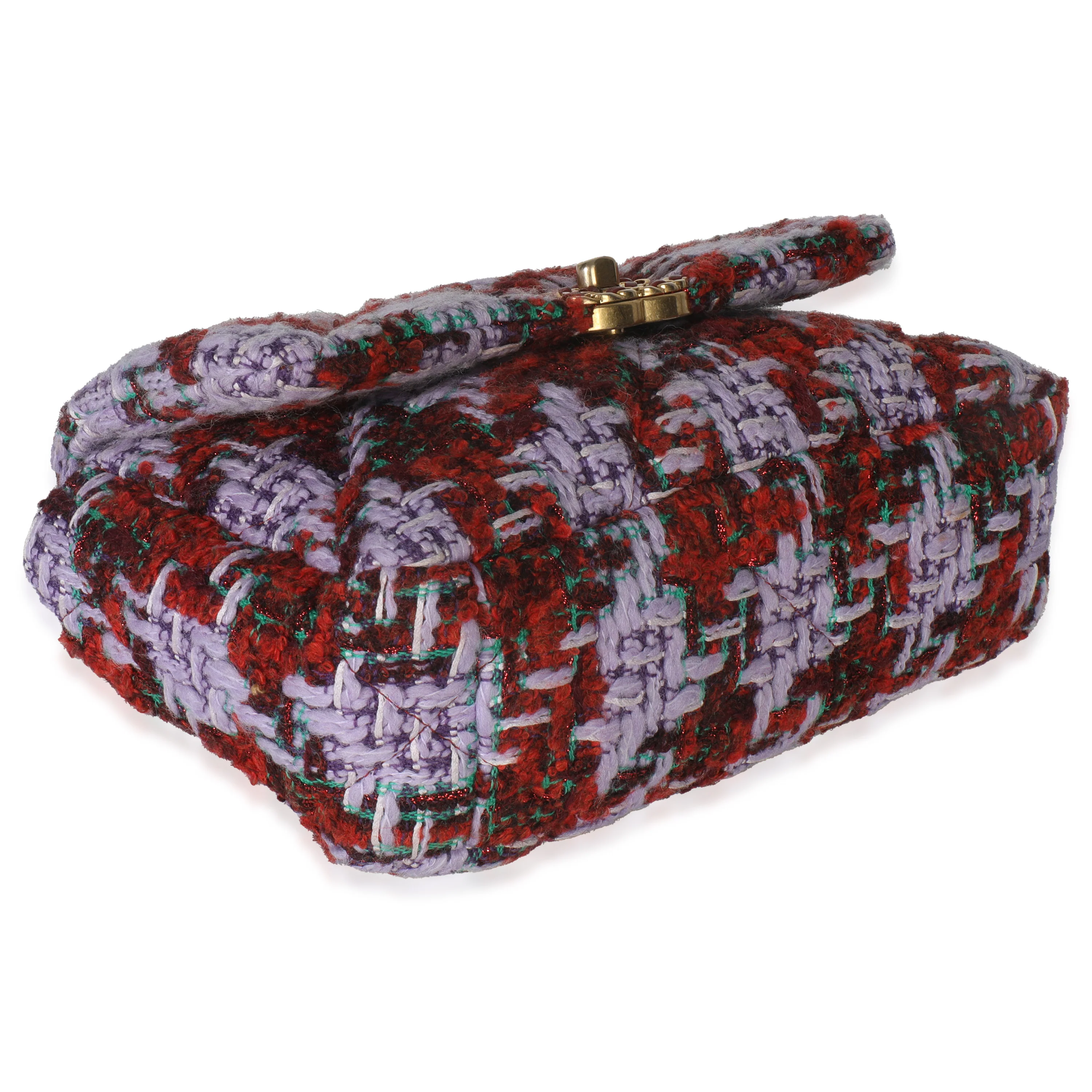 Purple Red Quilted Tweed Small Chanel 19 Flap Bag - Image 6