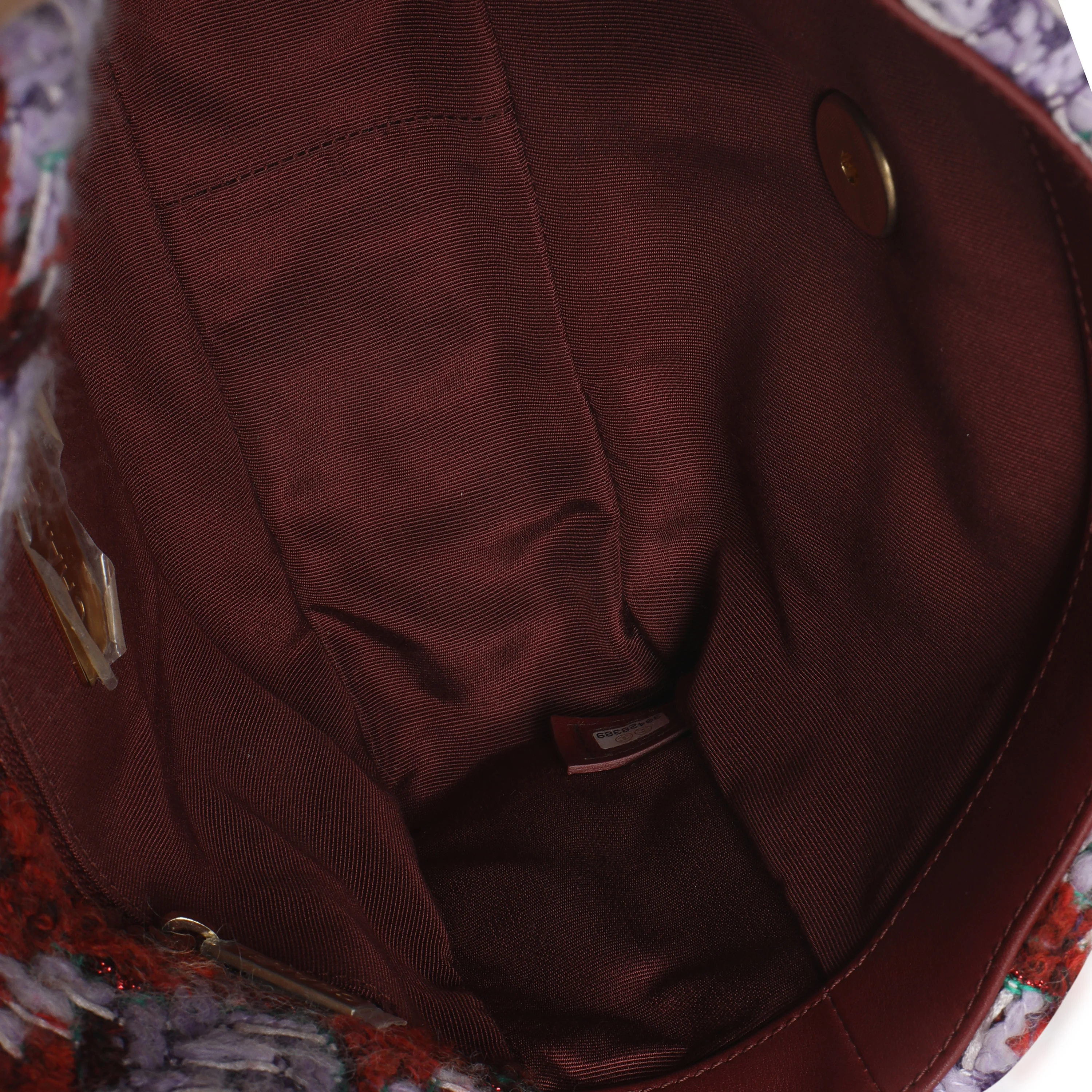Purple Red Quilted Tweed Small Chanel 19 Flap Bag - Image 9