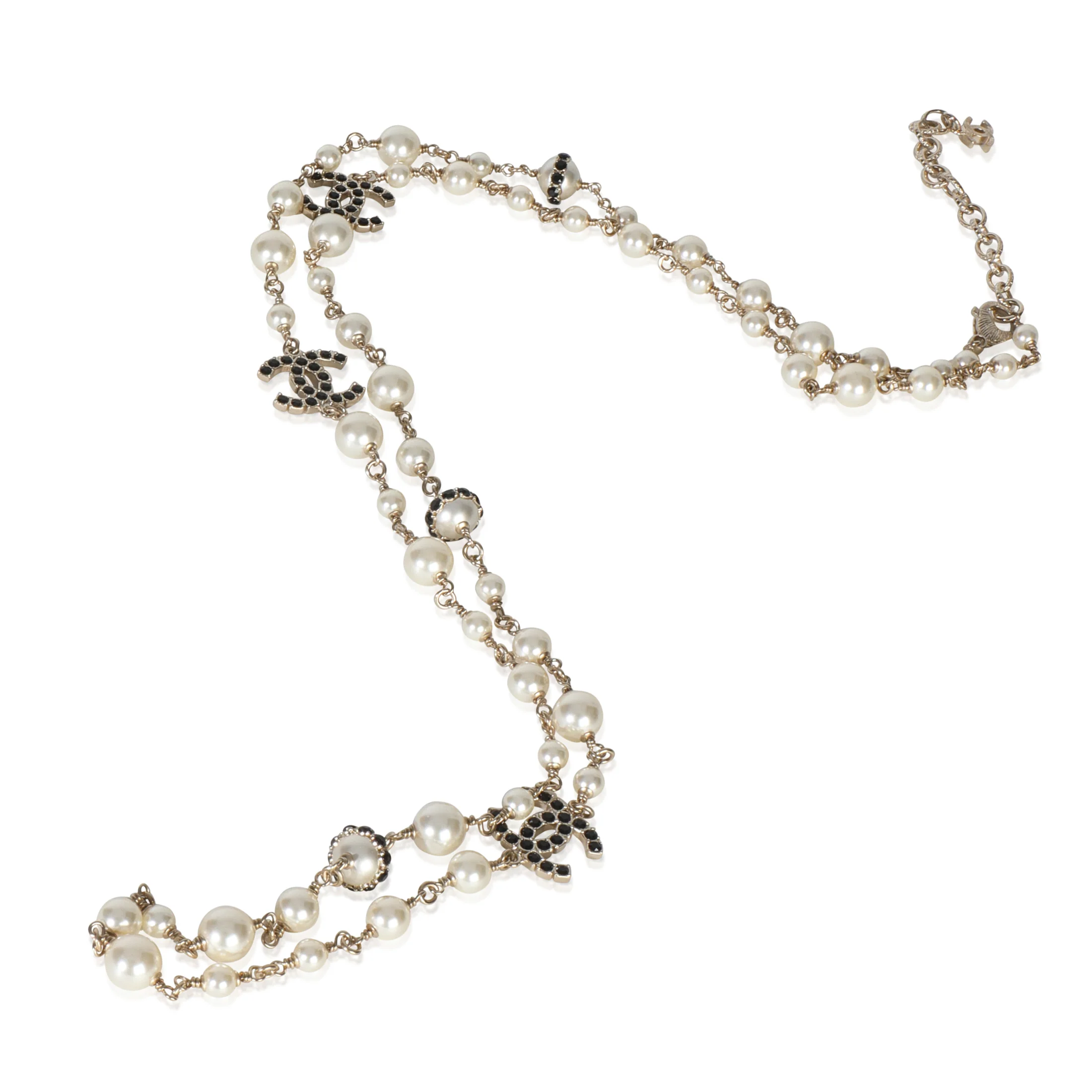 Gold-Plated 2020 Black Strass CC Station Necklace - Image 2