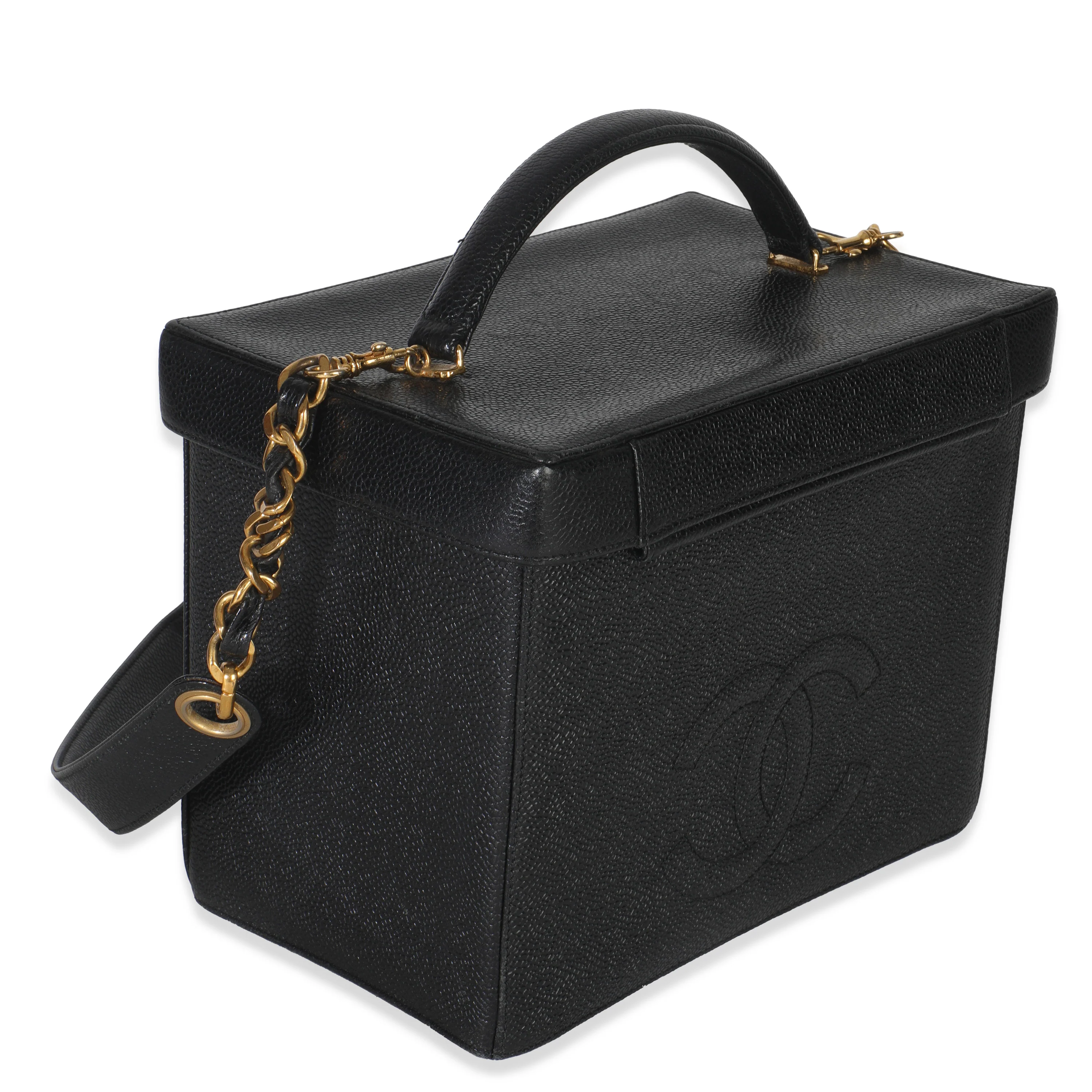 24K Vintage Black Caviar Vanity Box Train Case - Image 3