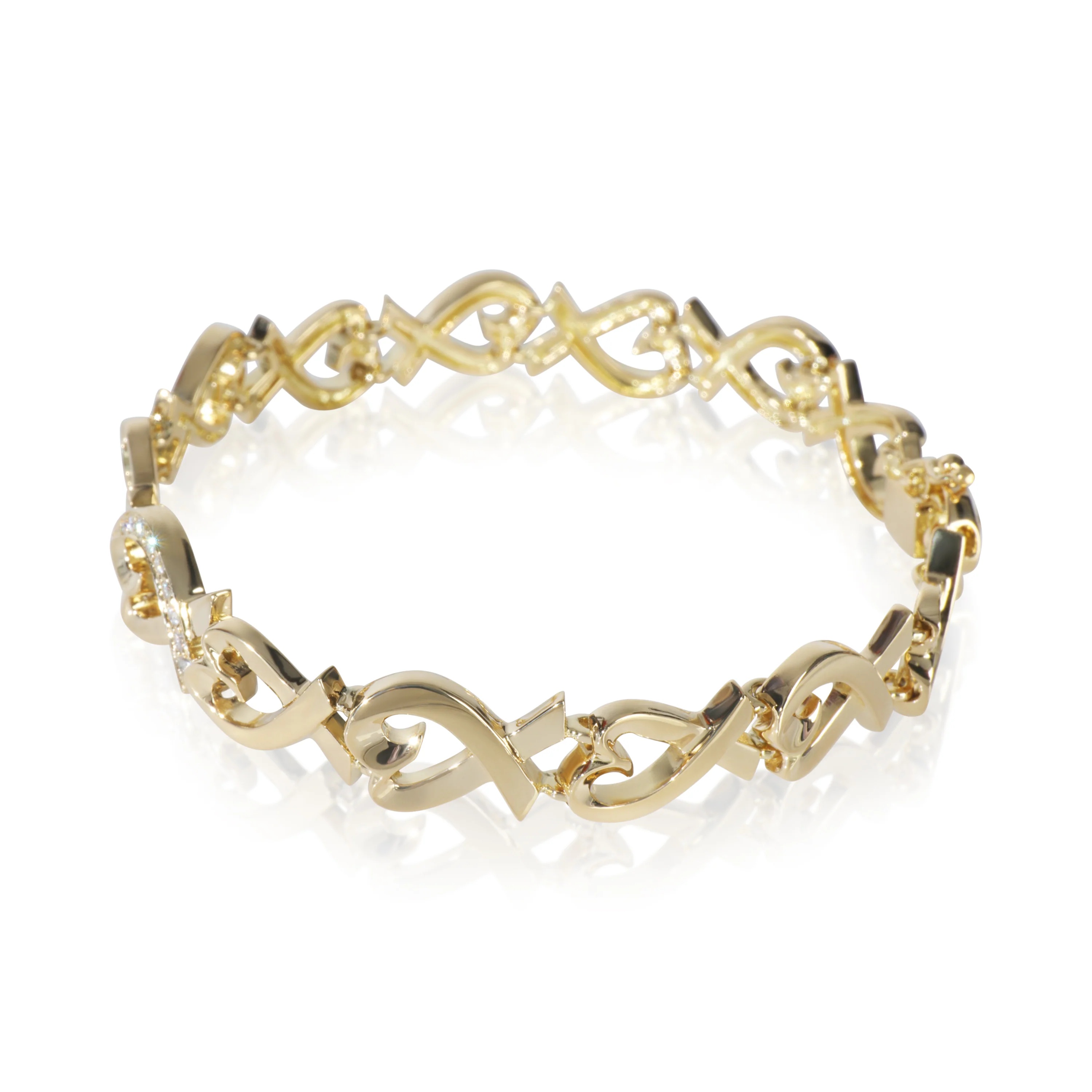 Yellow Gold Diamond Vintage Paloma Picasso Loving Heart Bracelet - Image 4