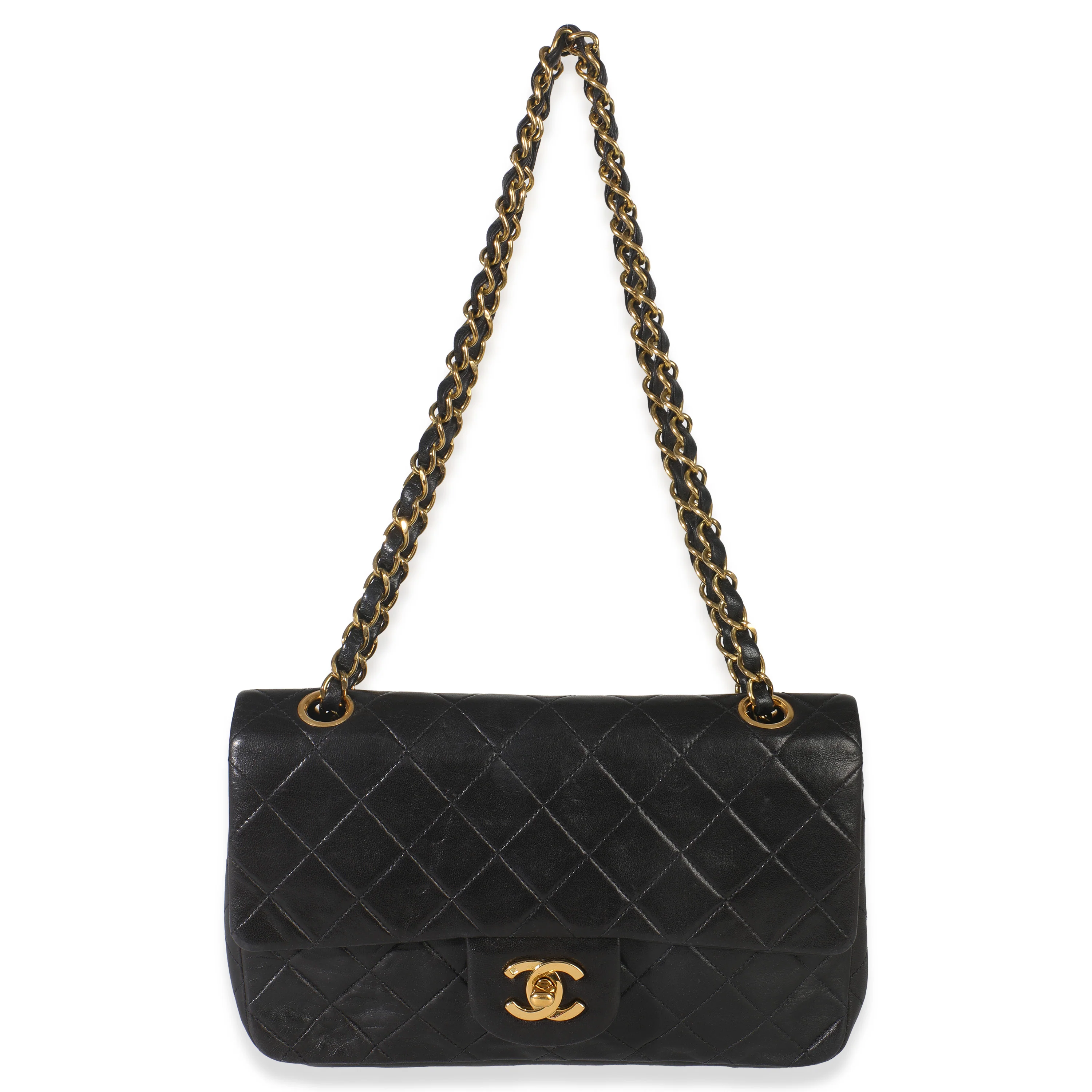 24k Vintage Black Quilted Medium Classic Double Flap Bag - Image 8