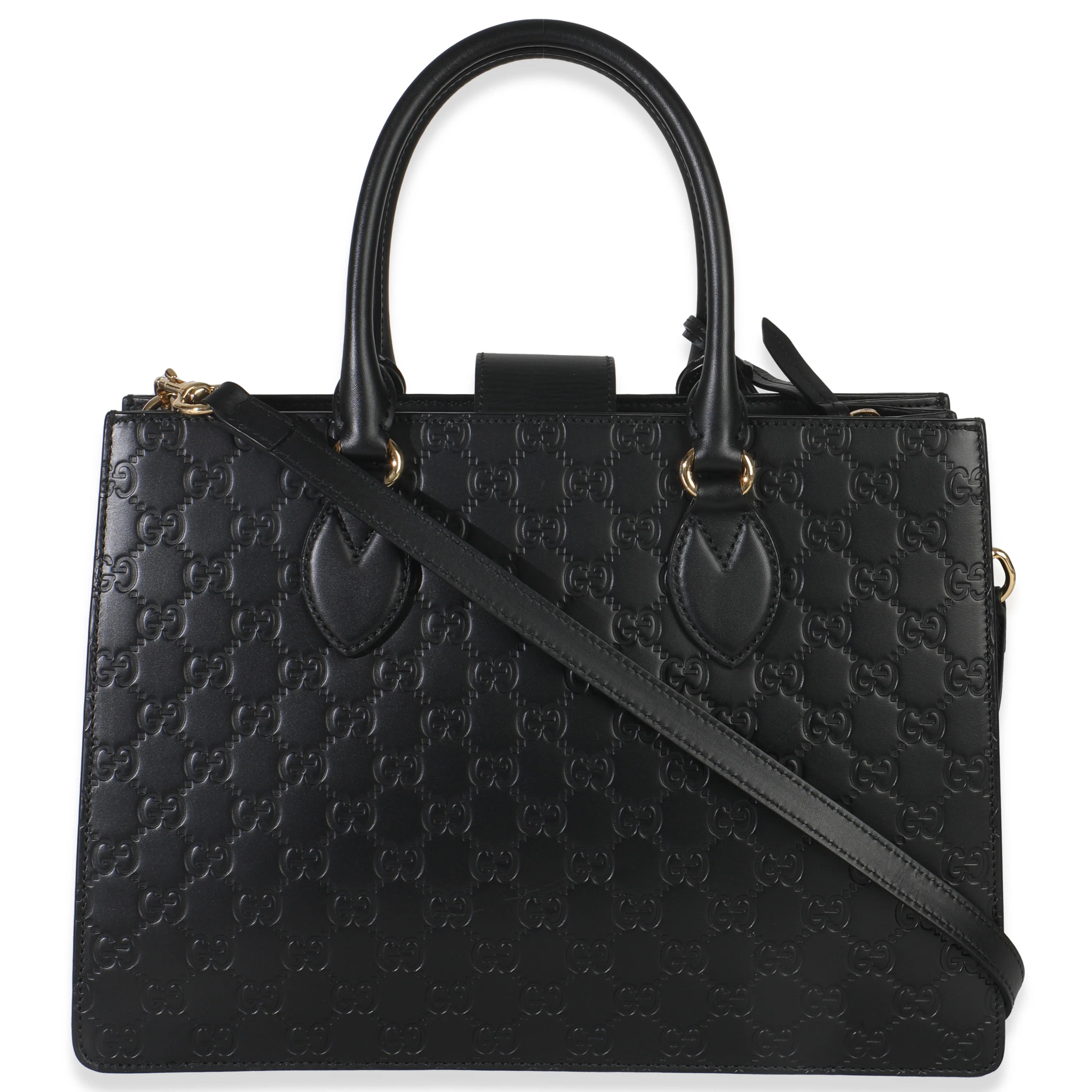 Black Guccissima Leather Medium Padlock Convertible Tote - Image 4